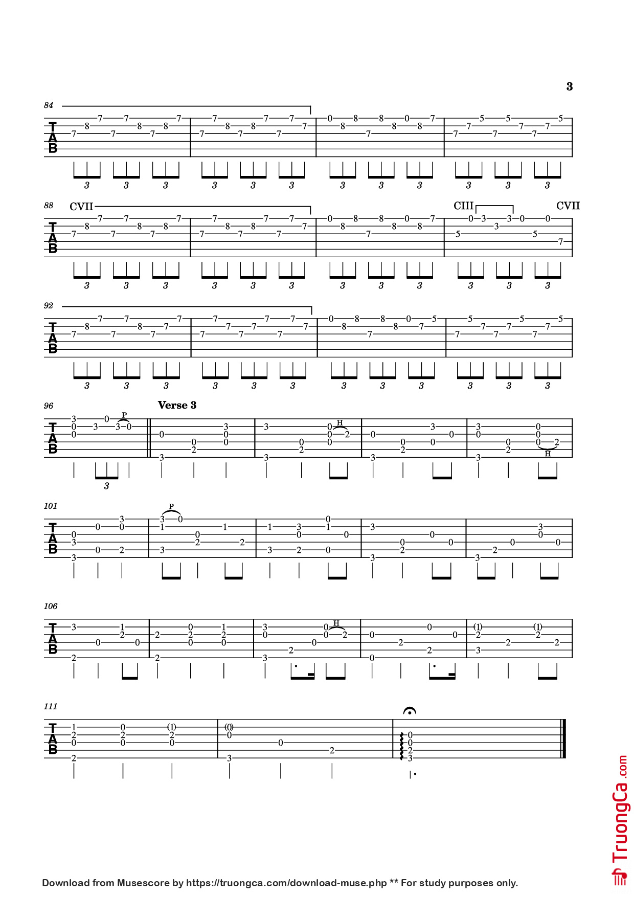 Page 3 of Sheet music PDF Guitar Tab Last Night I Had the Strangest Dream Guitar TAB - Ed McCurdy