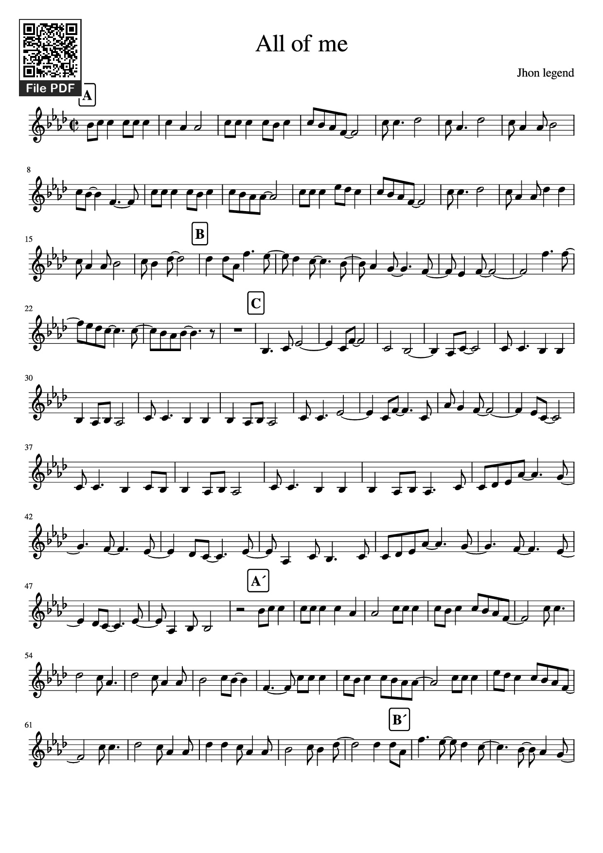 Page 1 of Sheet music PDF All of me Violin - Jhon legend