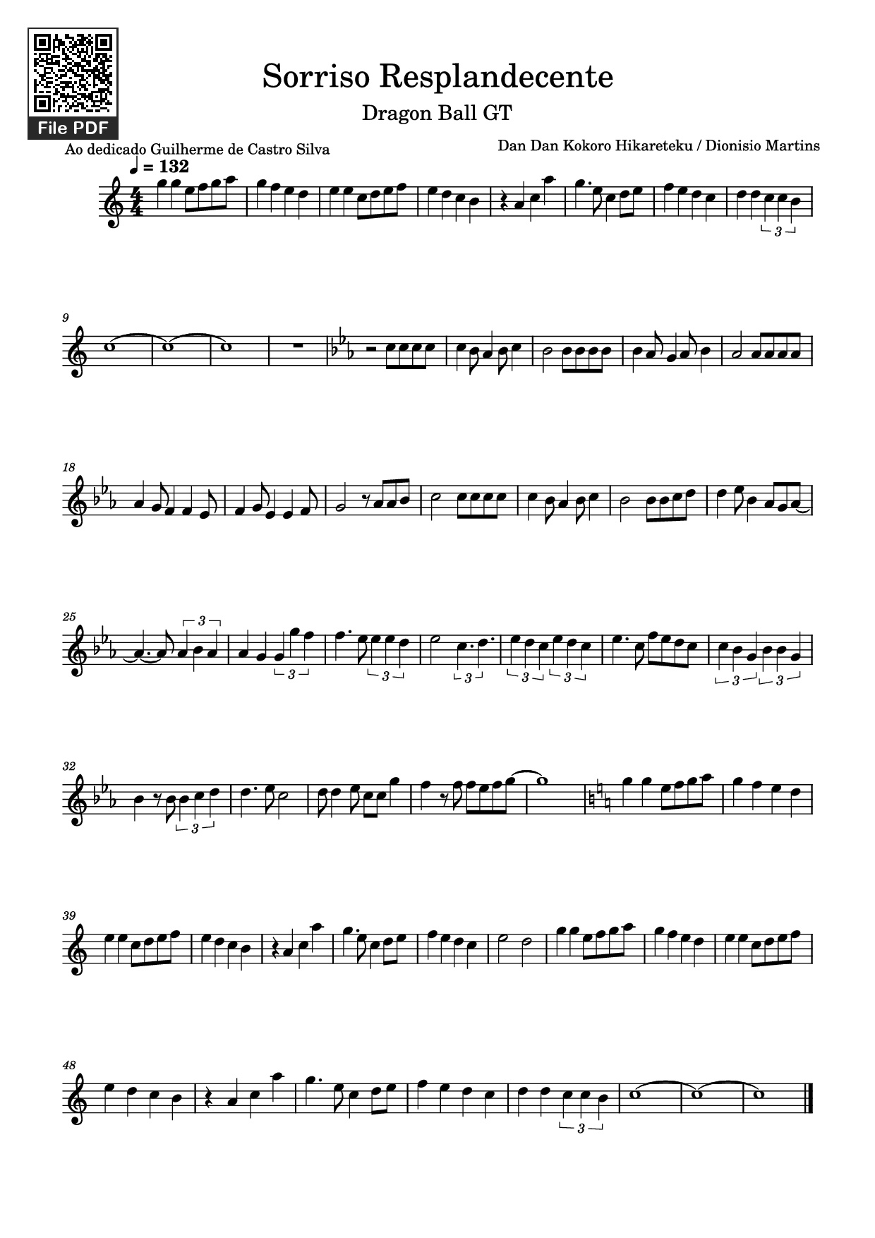Page 1 of Sheet music PDF Sorriso Resplandecente Violin - Dan Dan Kokoro Hikareteku / Dionisio Martins