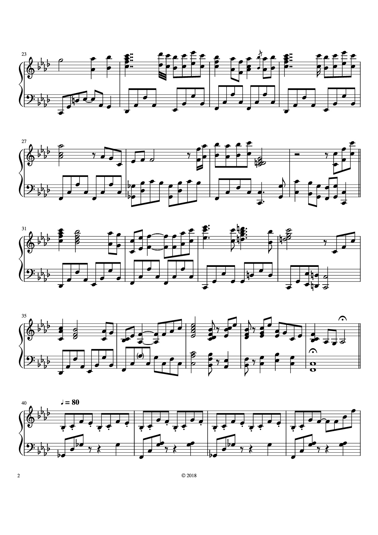 Page 2 of Sheet music PDF Piano The Legend of Ashitaka Piano - Joe Hisaishi Arr. by Parker Winters