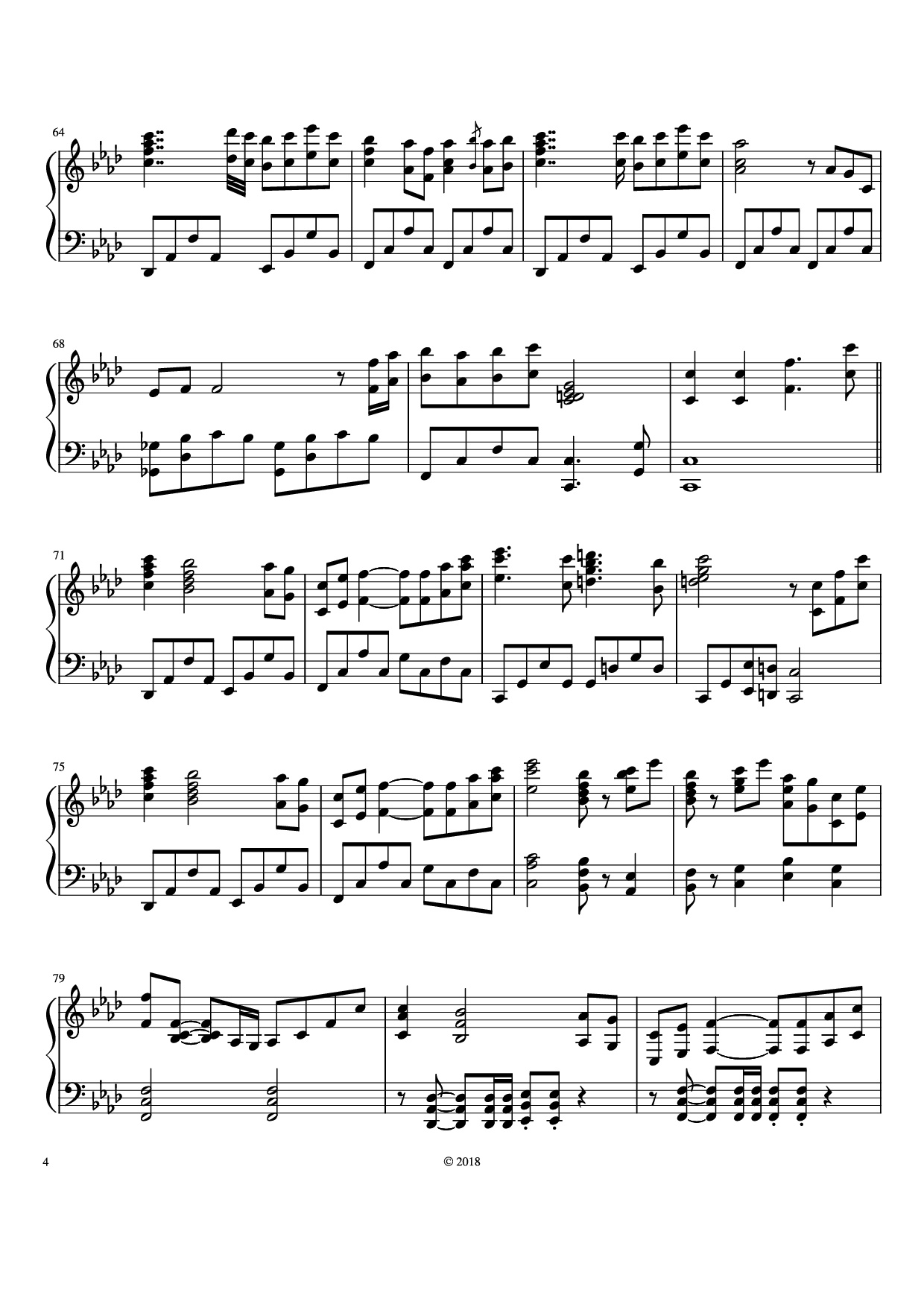 Page 4 of Sheet music PDF Piano The Legend of Ashitaka Piano - Joe Hisaishi Arr. by Parker Winters