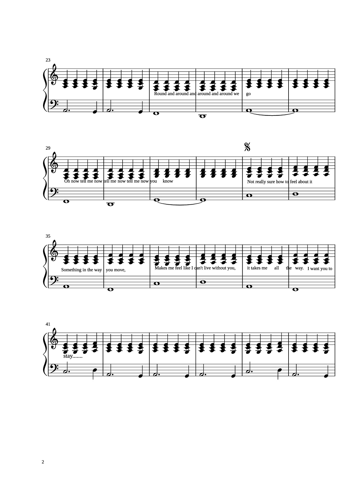Page 2 of Sheet music PDF Piano Stay Piano - Rihanna Arranged by Madeline Stratford