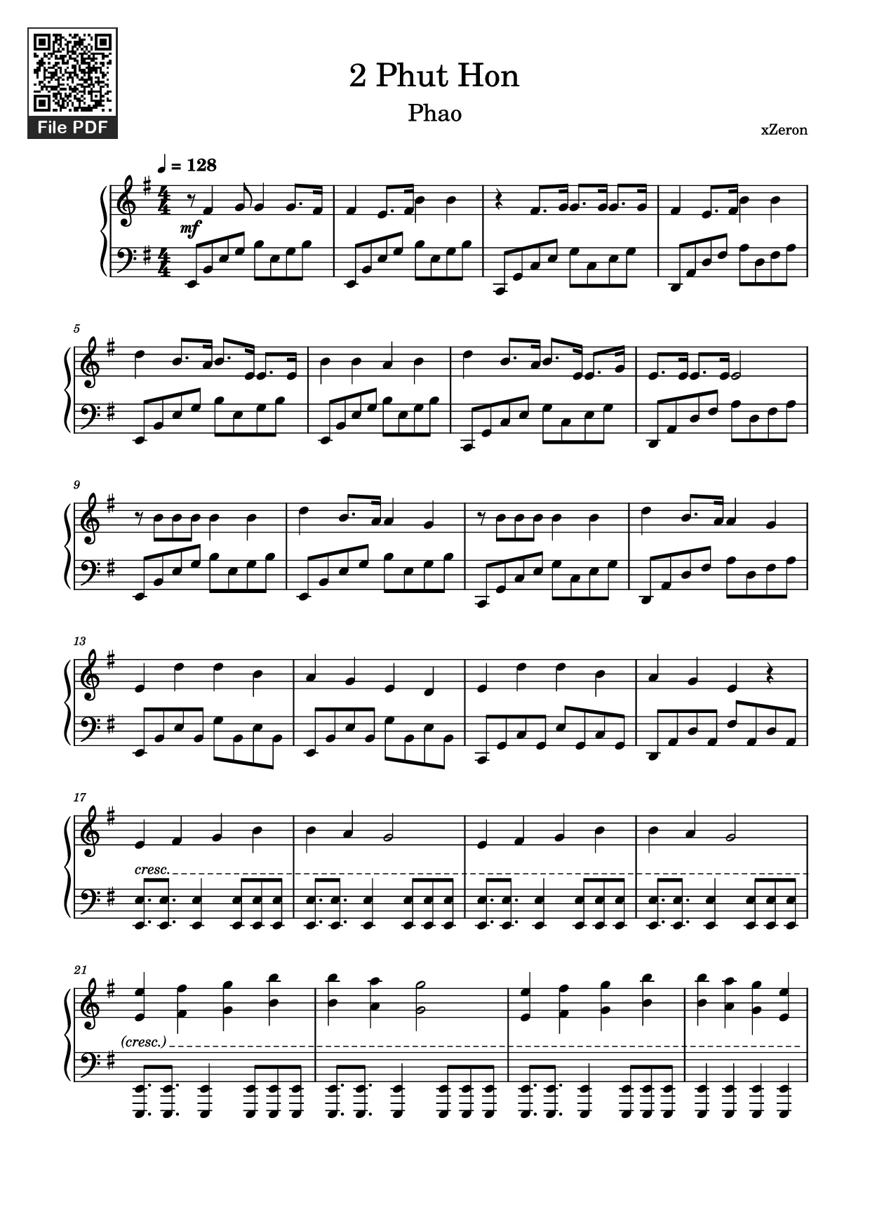 Page 1 of Sheet music PDF Piano 2 Phut Hon Piano - XZeron