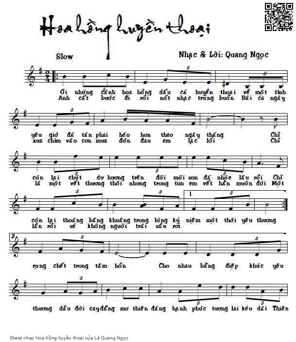 Sheet PDF of Hoa hồng huyền thoại