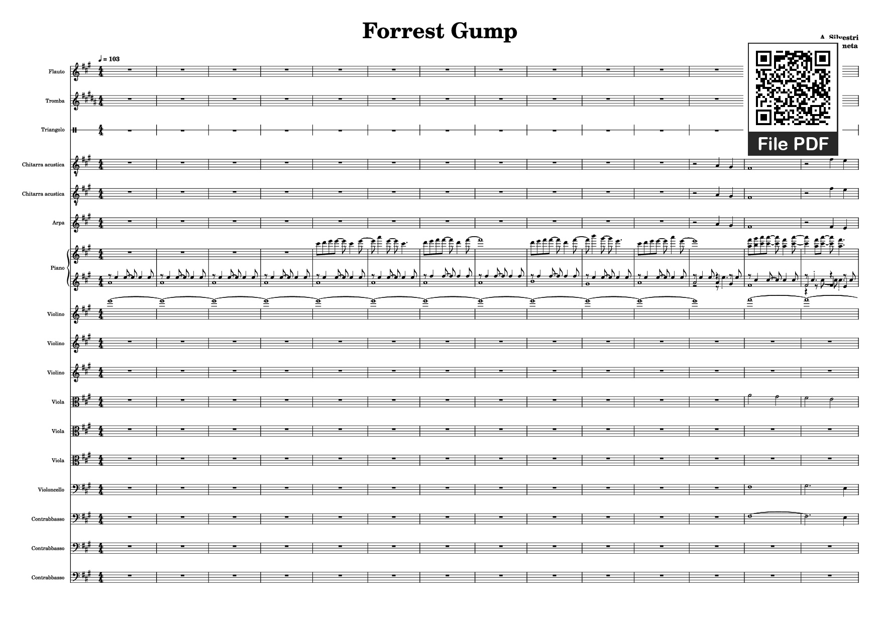 Sheet PDF of Forrest Gump Piano