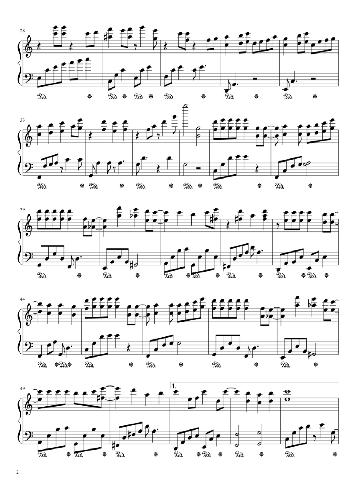 Page 2 of Sheet music PDF Piano Nothing