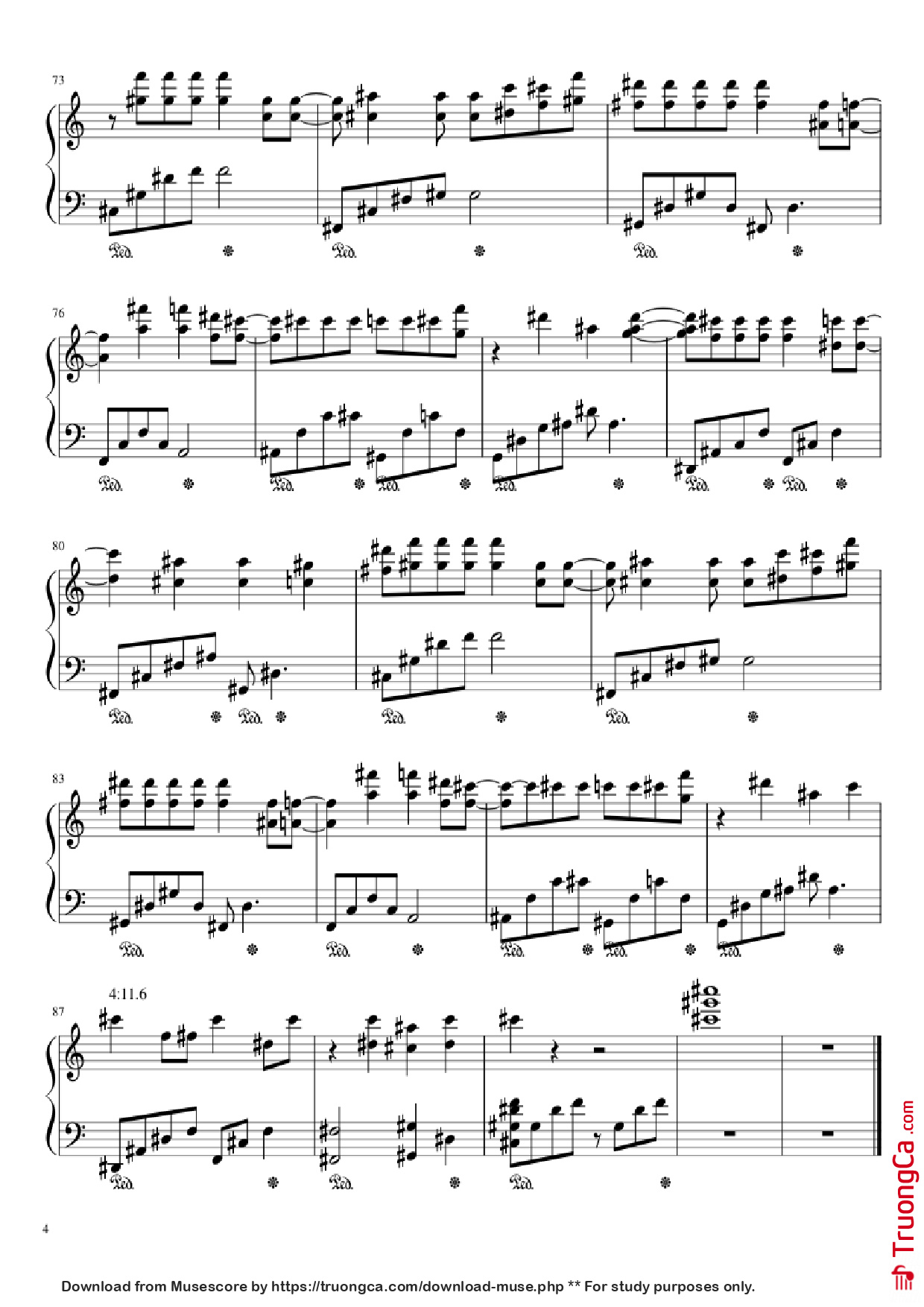 Page 4 of Sheet music PDF Piano Nothing