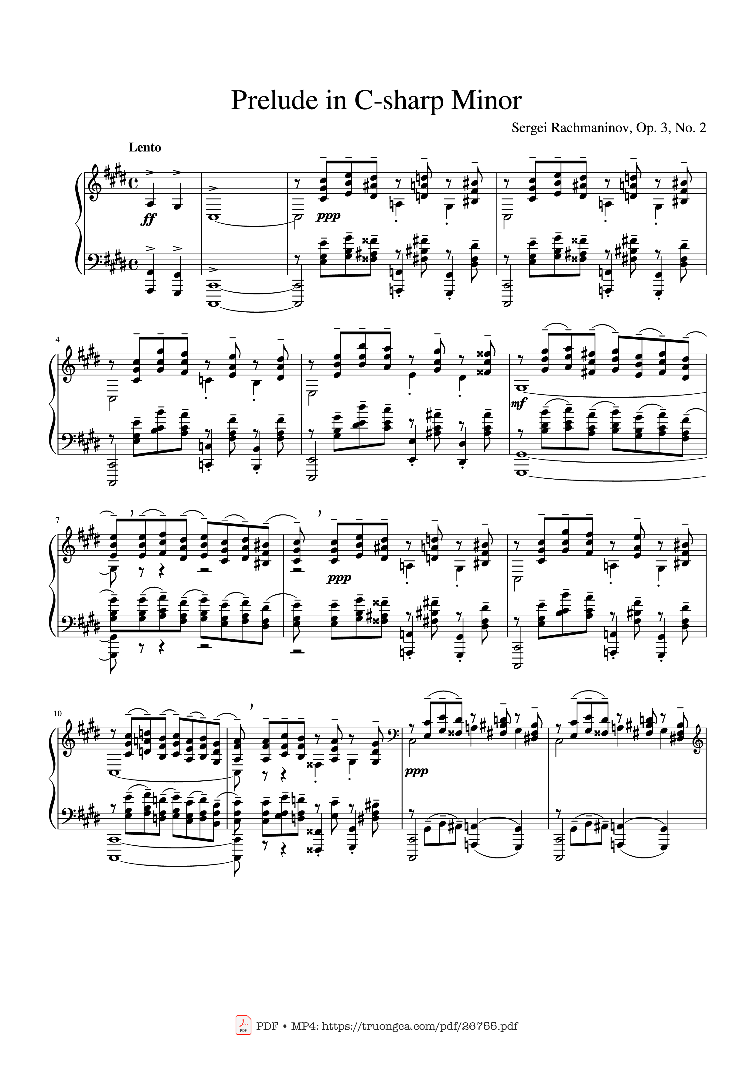 Sheet PDF of Prelude in C♯ minor, Op. 3 No. 2 - Rachmaninov