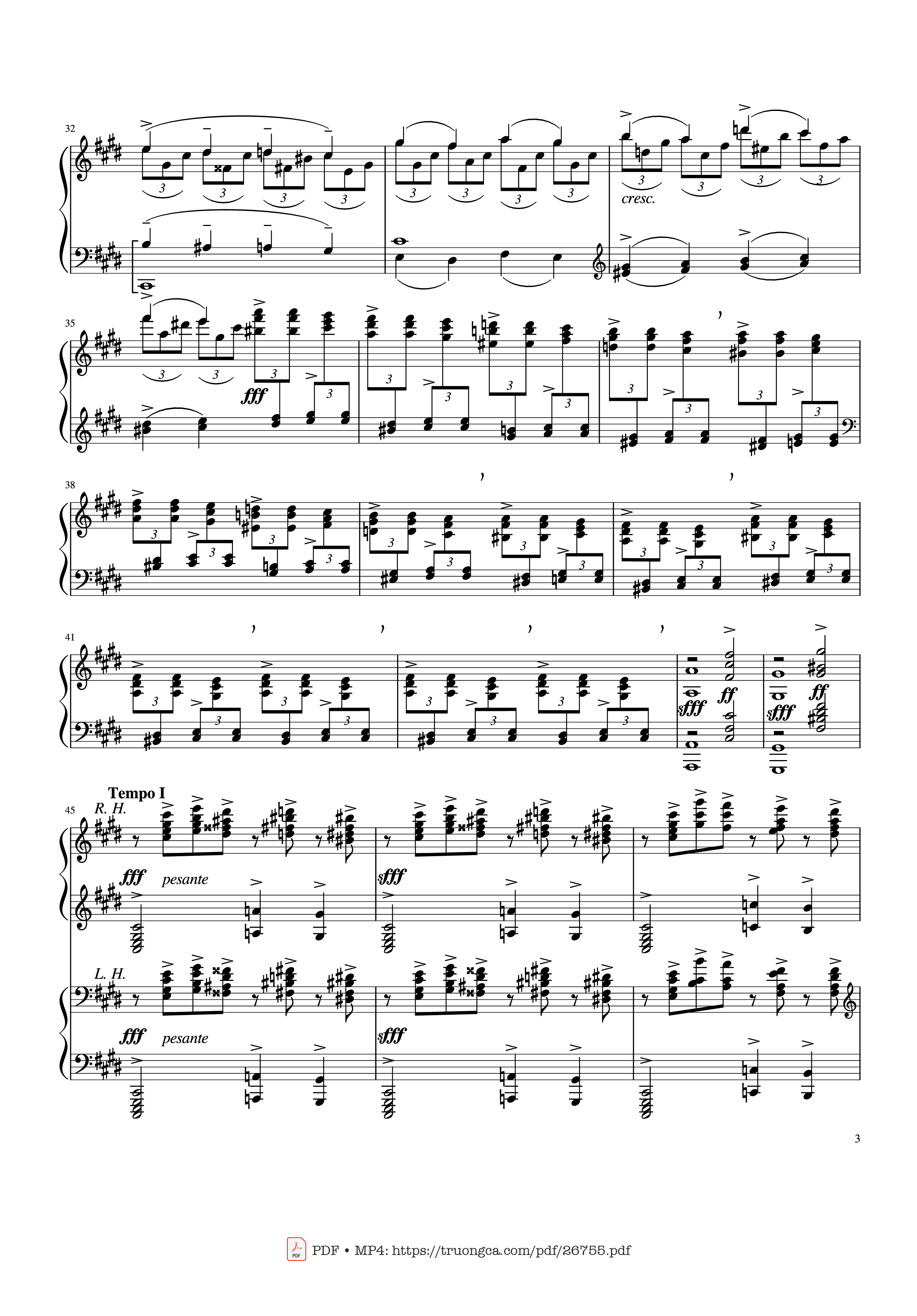 Page 3 of Sheet music PDF Prelude in C♯ minor, Op. 3 No. 2 - Rachmaninov - Sergei Rachmaninov