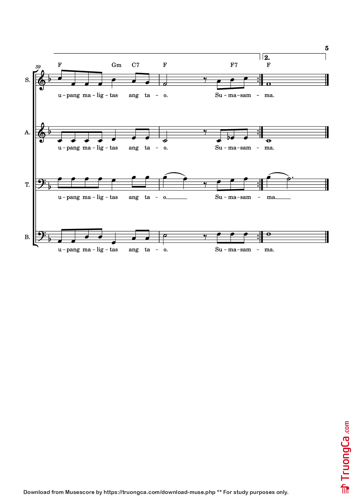 Page 5 of Sheet music PDF Guitar Tab Sumasamba, Sumasamo Guitar TAB - Composed by Andrei Dionisio