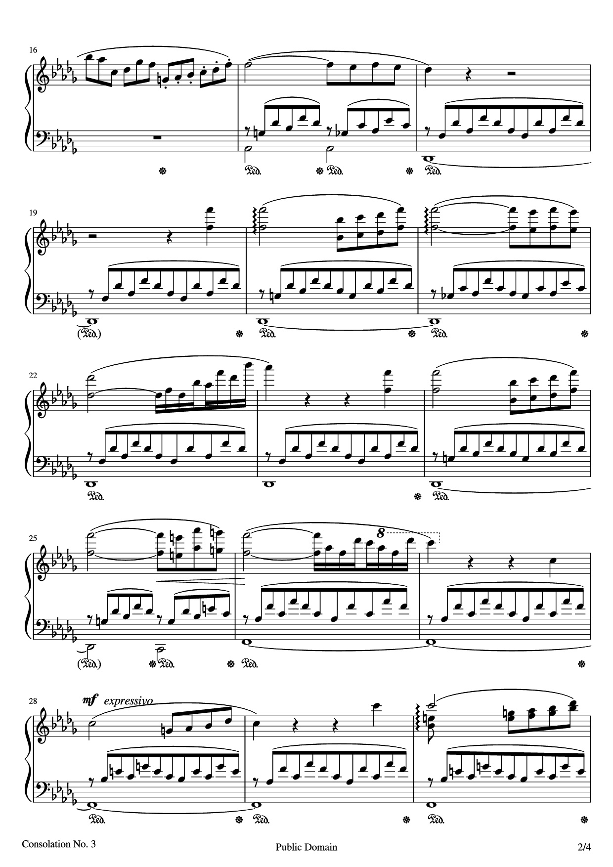 Page 2 of Sheet music PDF Consolations Piano - Franz Liszt