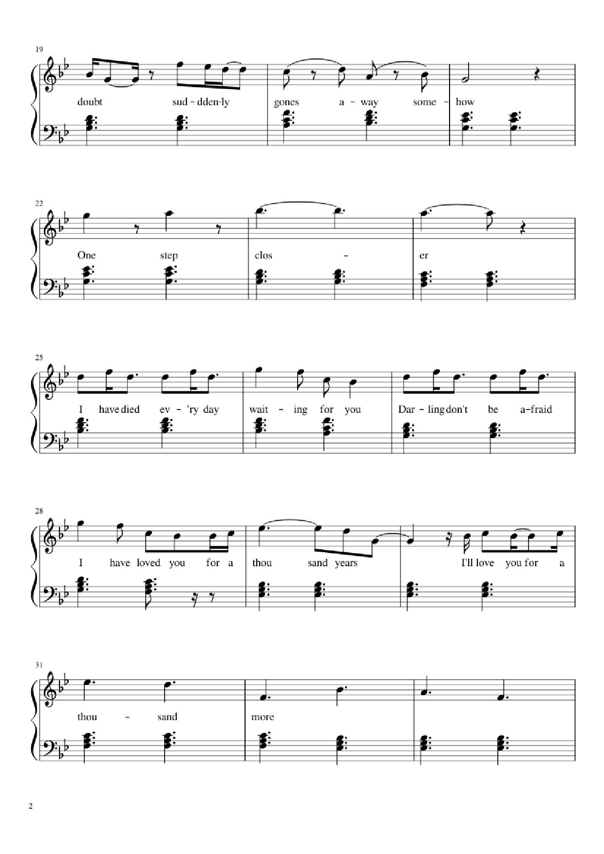 Page 2 of Sheet music PDF Piano A Thousand Years Piano - Christiana Perri