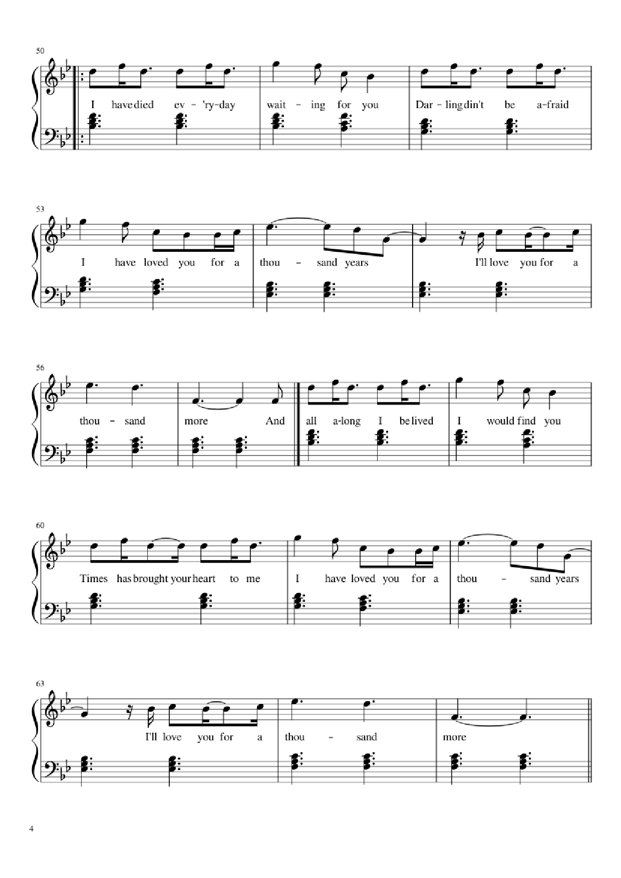Page 4 of Sheet music PDF Piano A Thousand Years Piano - Christiana Perri