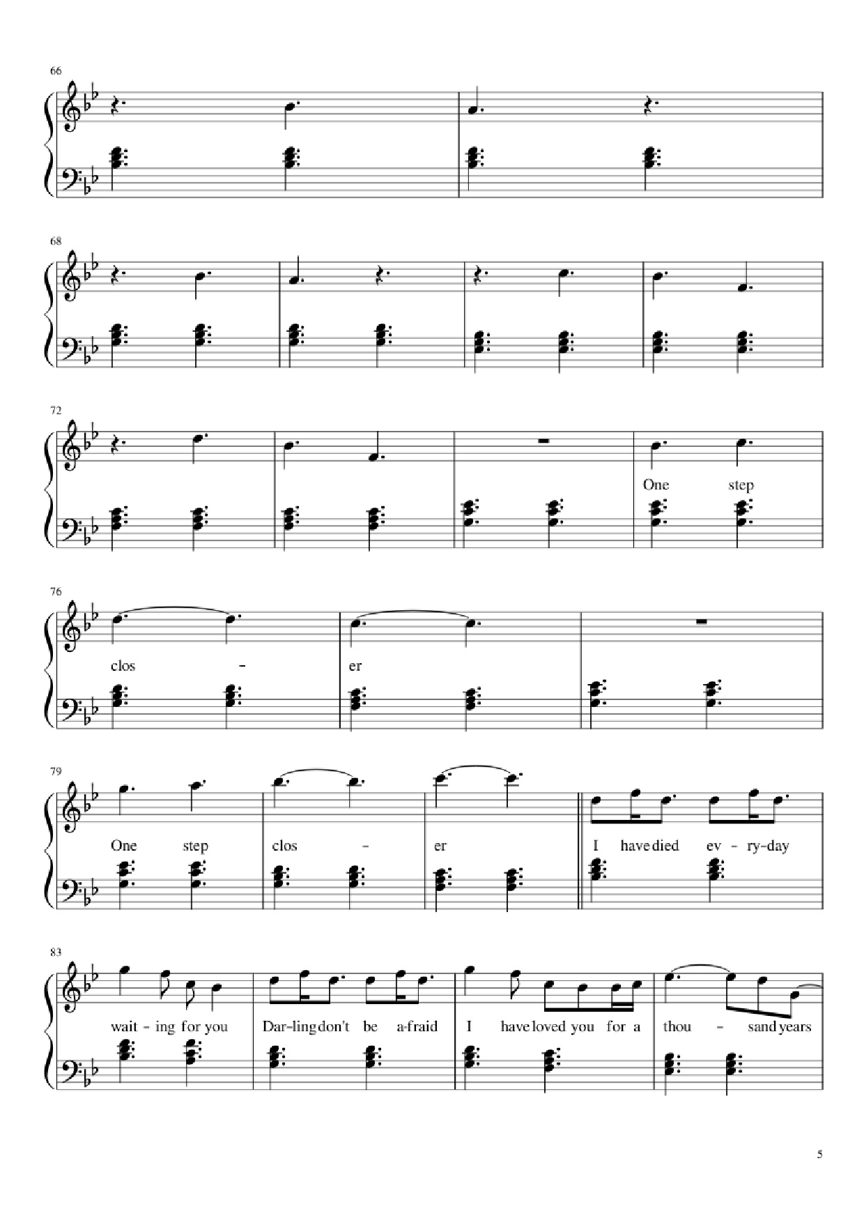 Page 5 of Sheet music PDF Piano A Thousand Years Piano - Christiana Perri