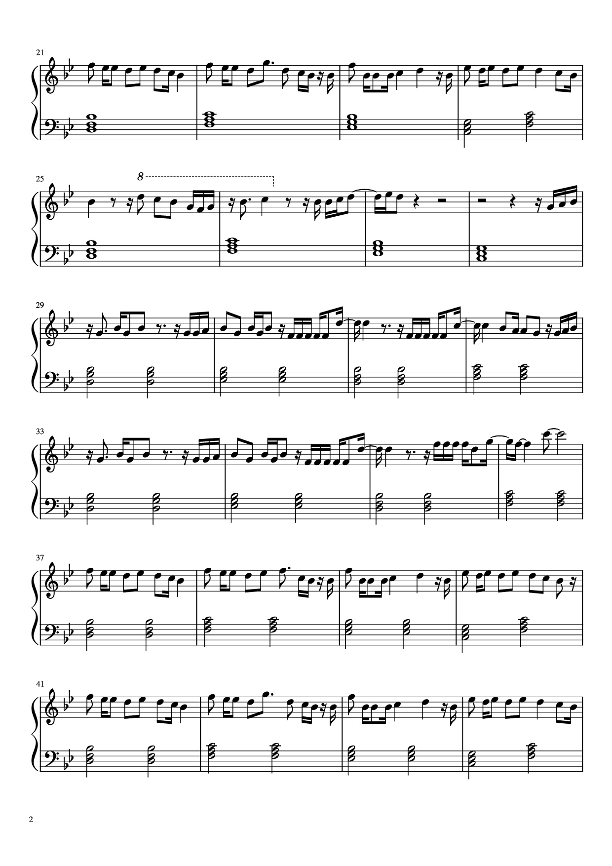 Page 2 of Sheet music PDF Piano Quiero Verte Sonreir Piano - Soy Luna