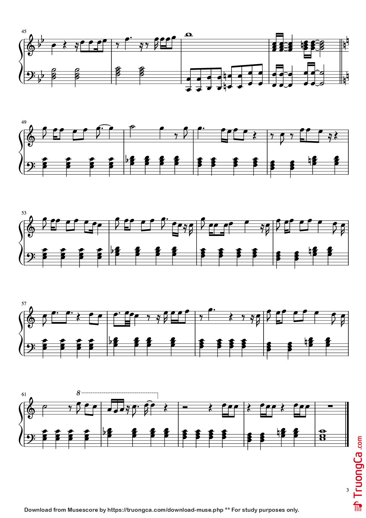 Page 3 of Sheet music PDF Piano Quiero Verte Sonreir Piano - Soy Luna