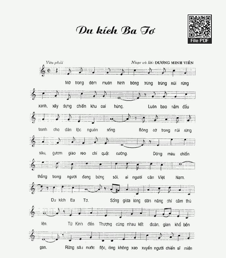 Page 1 of Sheet music PDF Du Kích Ba Tơ - Dương Minh Viên