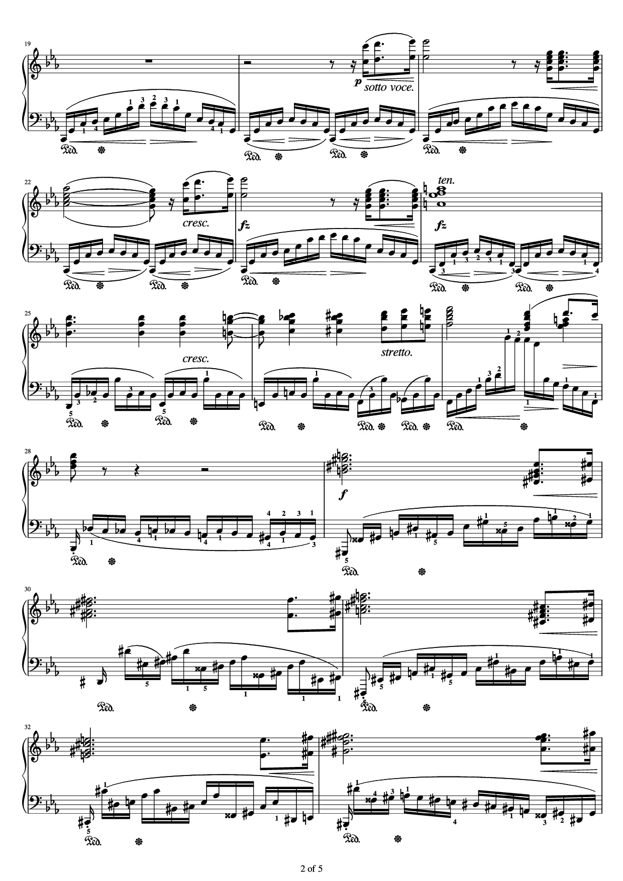 Page 2 of Sheet music PDF Piano Etude Op.10 No.12 Revolutionary - Frederic Francois Chopin