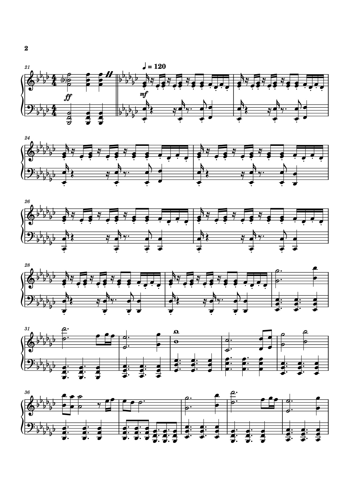 Page 2 of Sheet music PDF Piano Natlan Piano - Arranged by: Kenjin Gaming