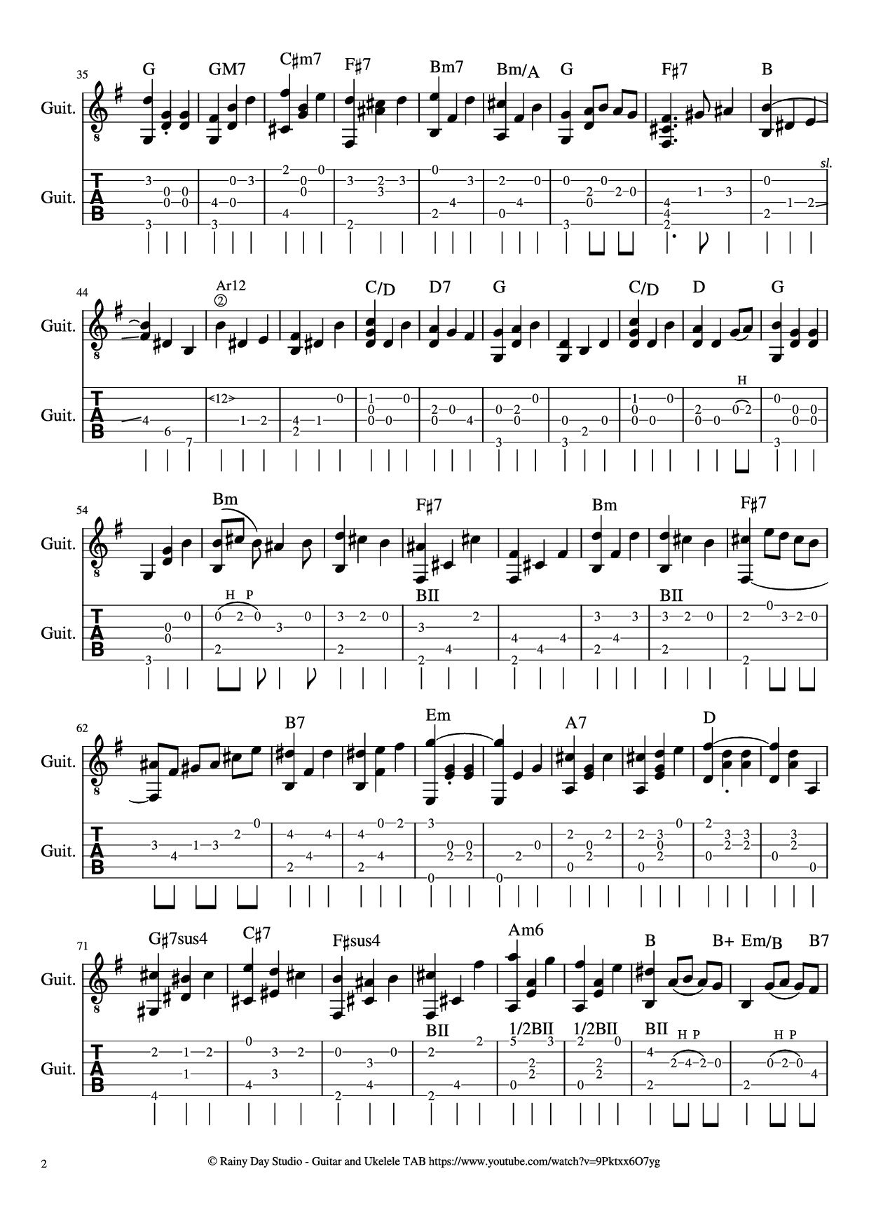 Page 2 of Sheet music PDF Guitar Tab The Merry-Go-Around of Life (Howl
