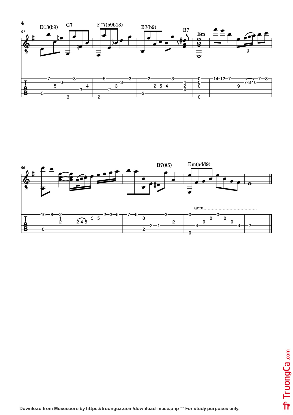 Page 4 of Sheet music PDF Guitar Tab Autumn Leaves Guitar TAB - Joe Pass