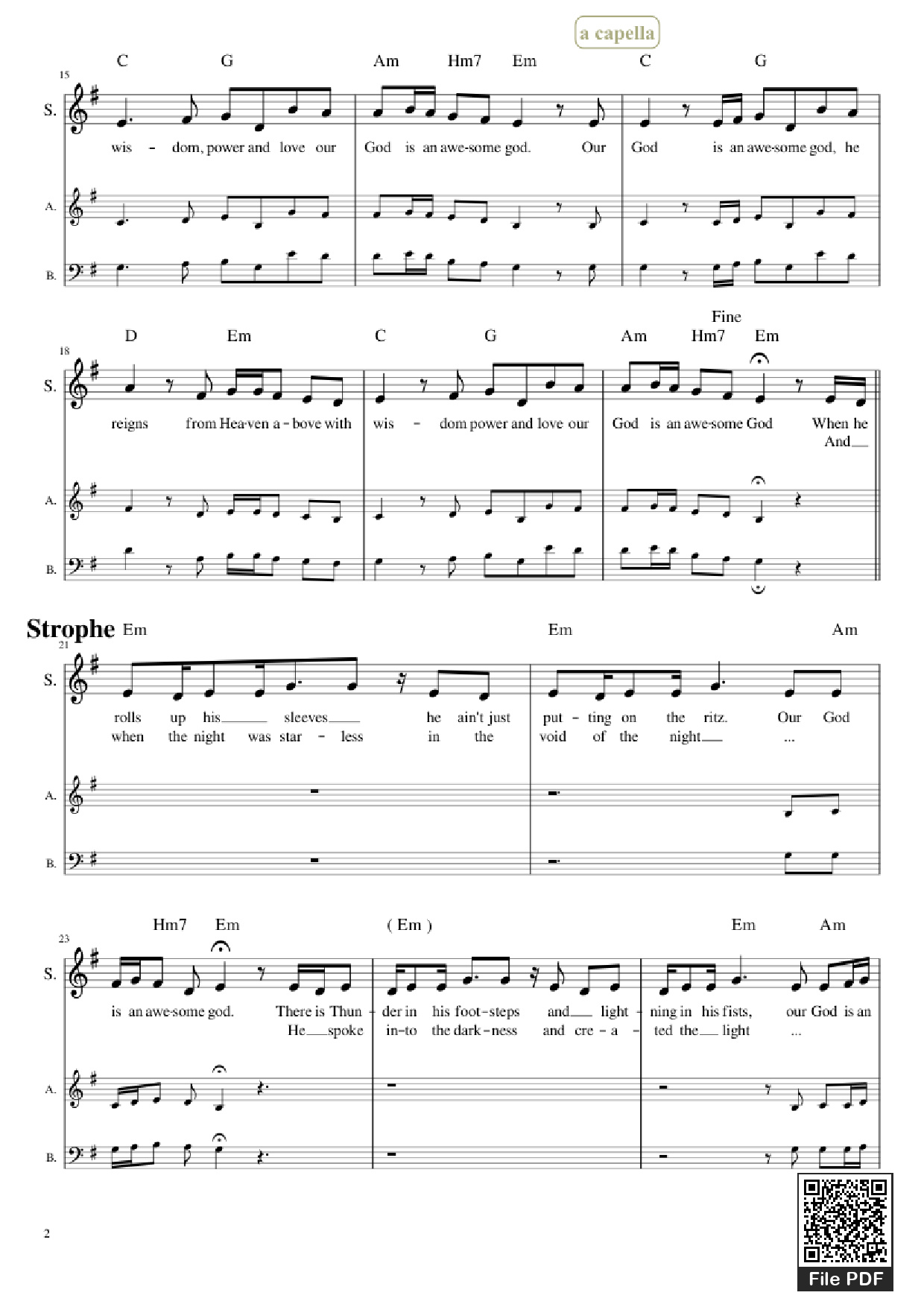 Page 2 of Sheet music PDF Guitar Tab Our God is an Awesome God Guitar TAB - Arrangiert von Benjamin Elbe, nach Jared Potter