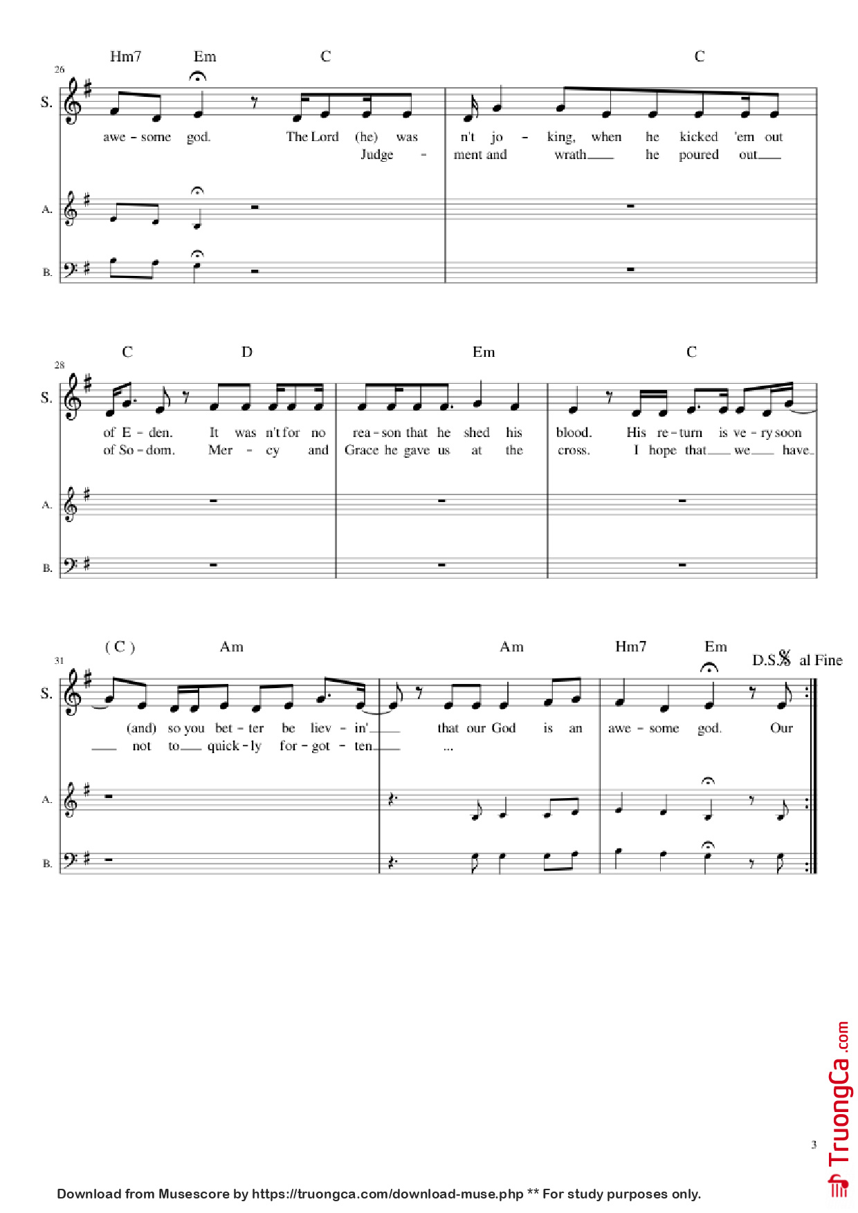 Page 3 of Sheet music PDF Guitar Tab Our God is an Awesome God Guitar TAB - Arrangiert von Benjamin Elbe, nach Jared Potter