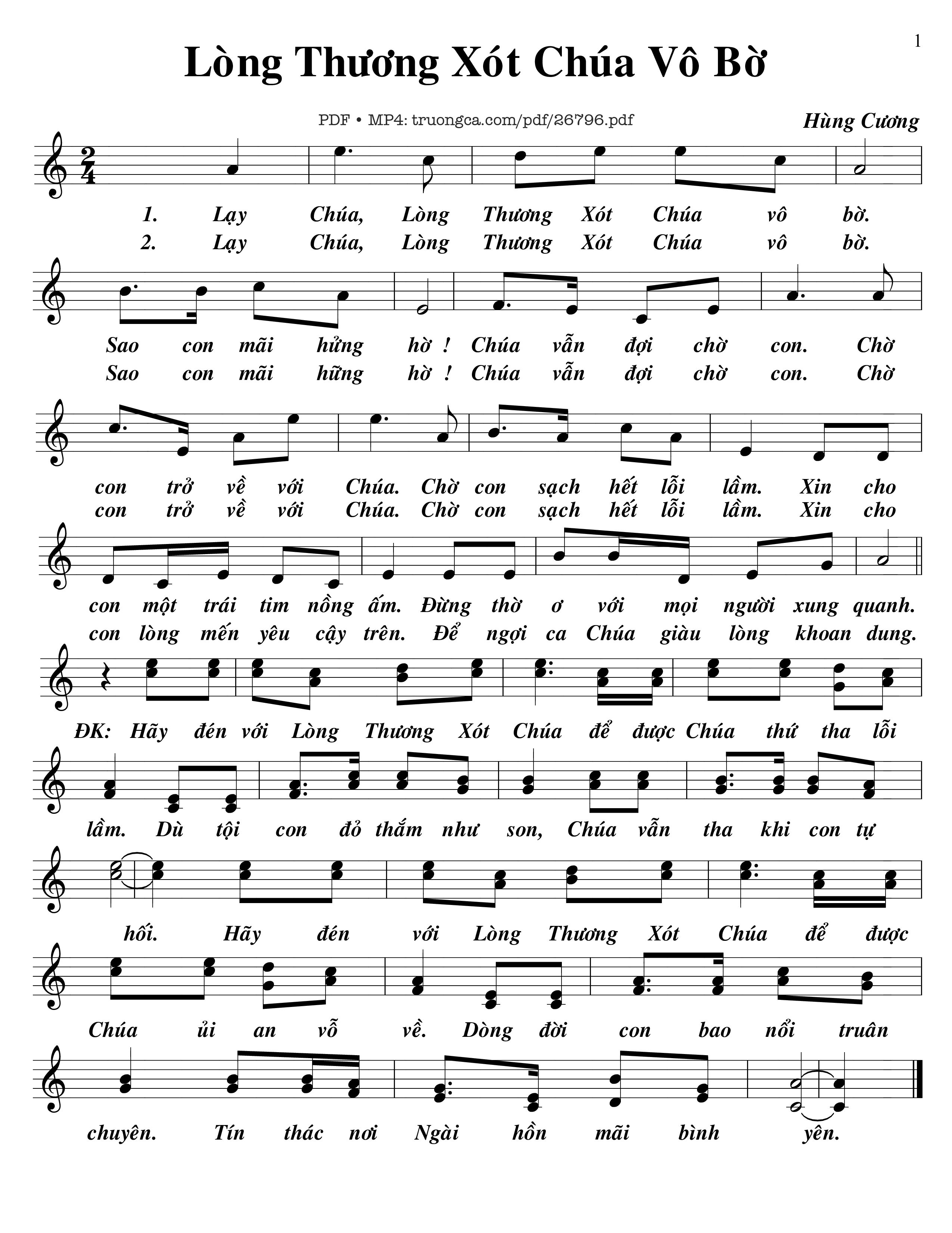 Sheet PDF of Lòng Thương Xót Chúa Vô Bờ