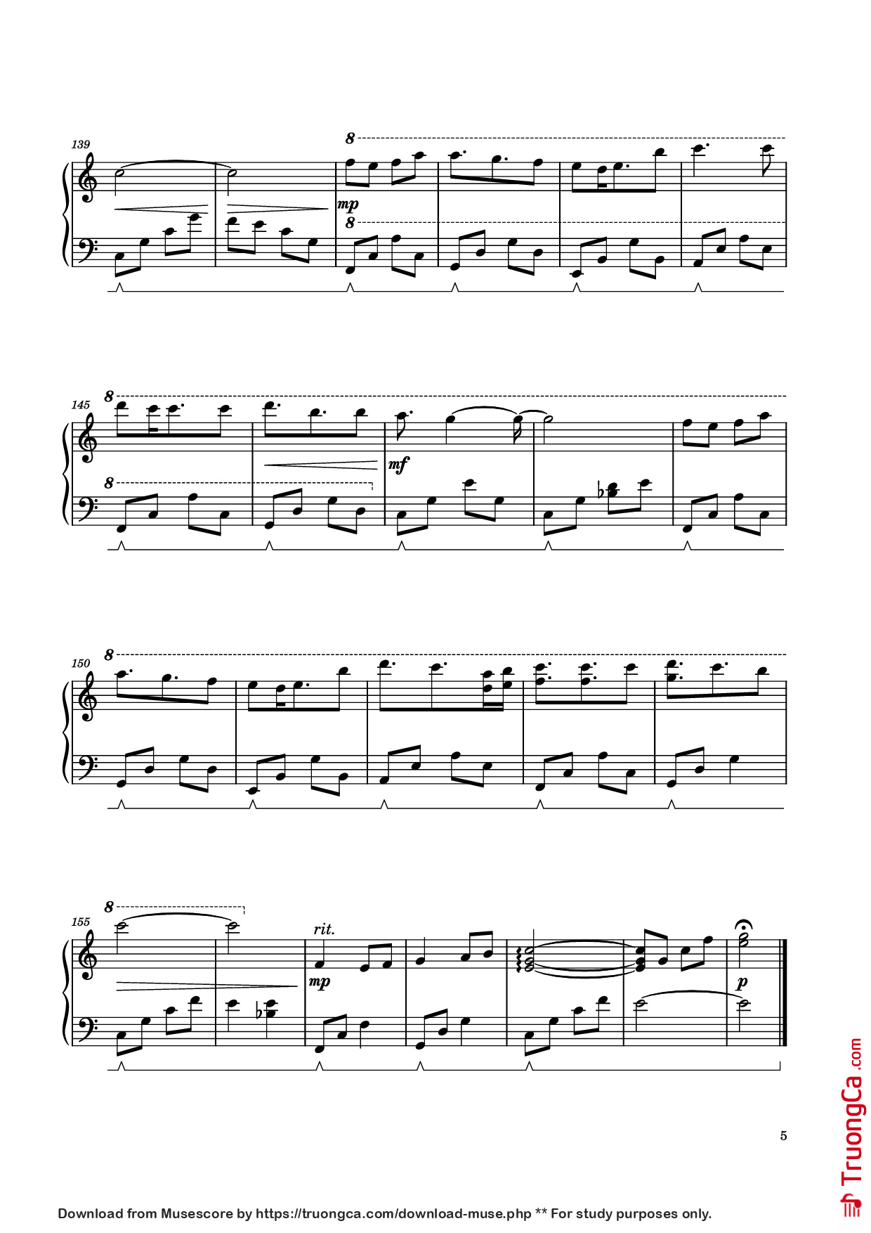 Page 5 of Sheet music PDF Công chúa bong bóng Piano - Nguyễn Hoàng Linh