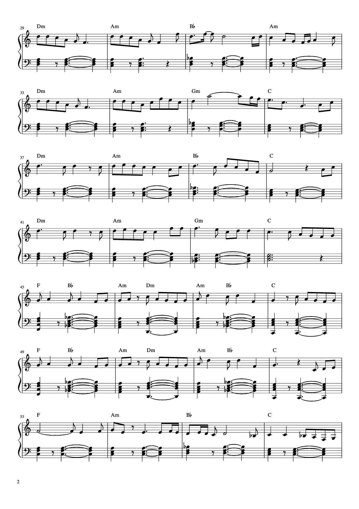 Page 2 of Sheet music PDF Piano Jeena Jeena Piano - Arranged by R .Premanandh