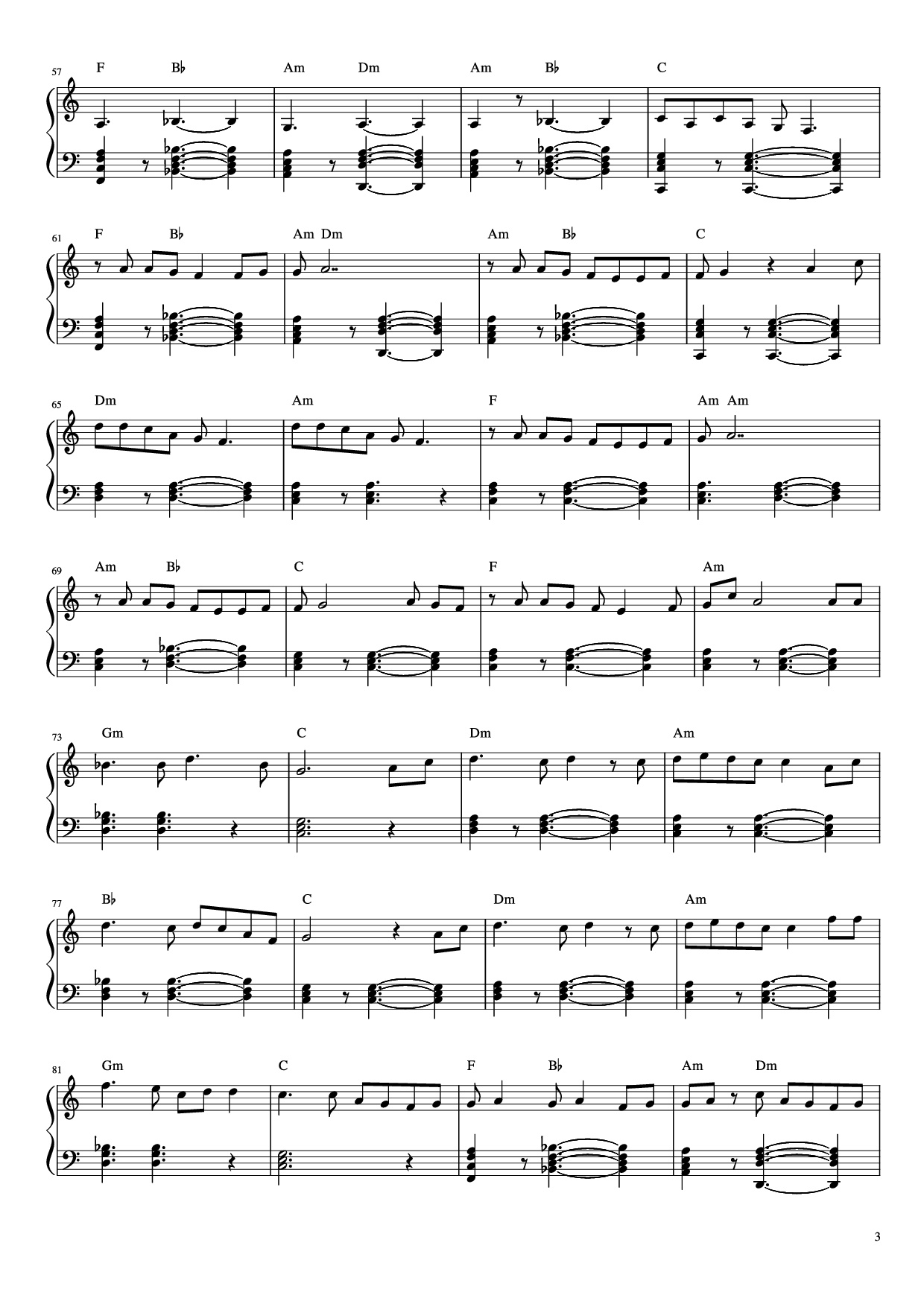 Page 3 of Sheet music PDF Piano Jeena Jeena Piano - Arranged by R .Premanandh