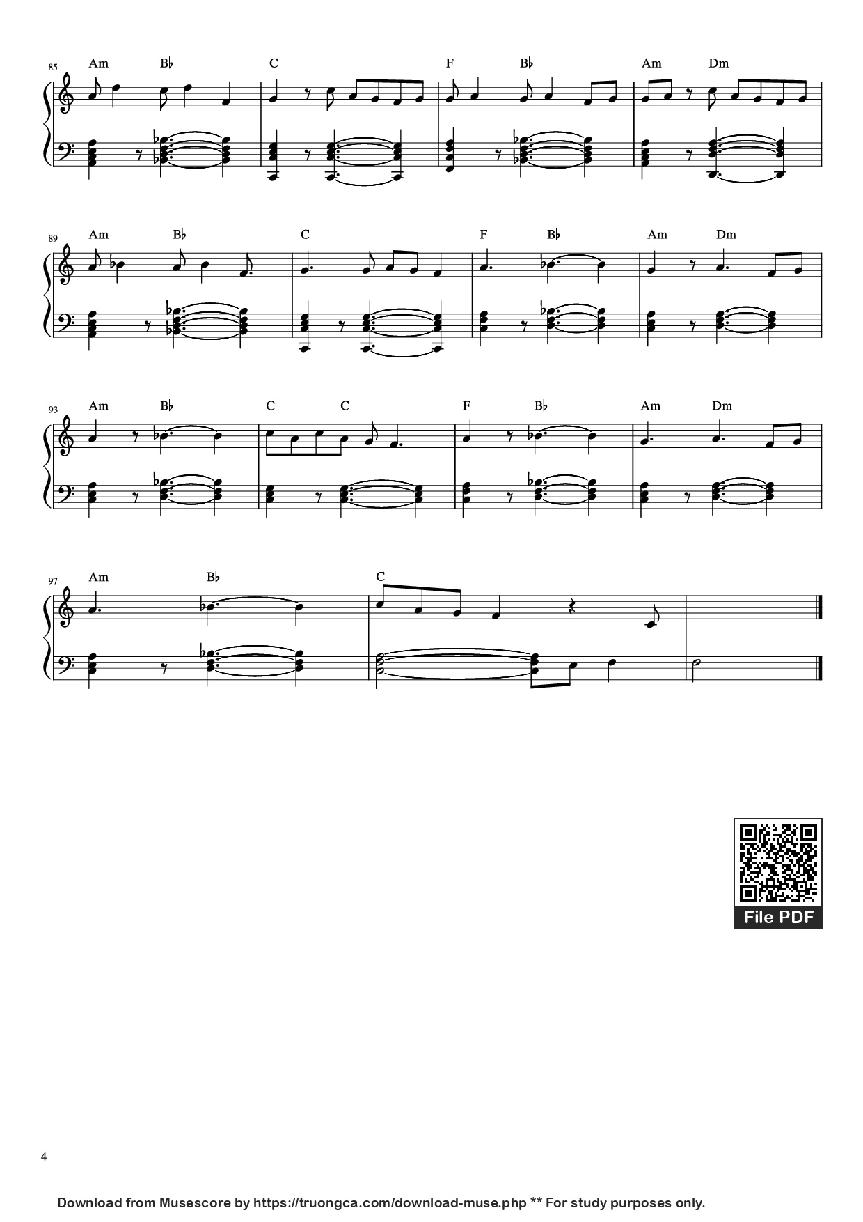 Page 4 of Sheet music PDF Piano Jeena Jeena Piano - Arranged by R .Premanandh