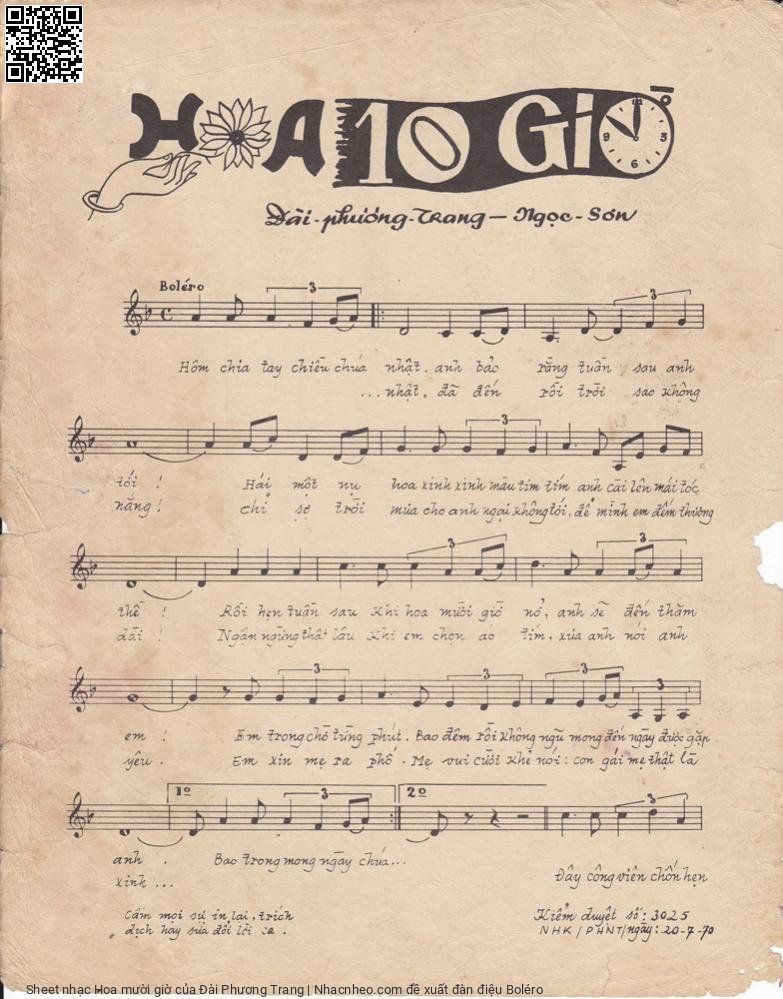 Page 2 of Sheet music PDF Hoa mười giờ - Đài Phương Trang