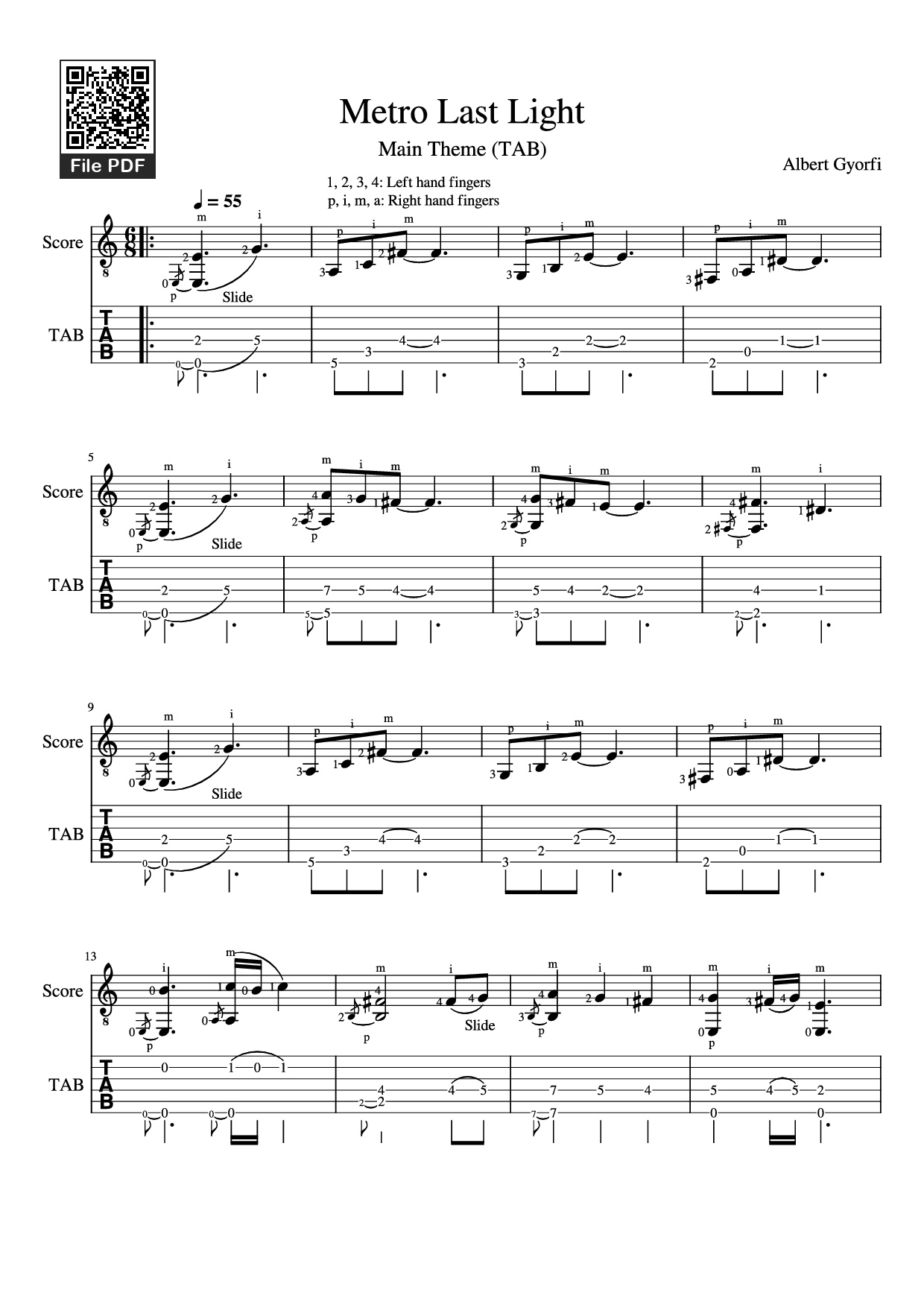Sheet PDF of Metro Last Light Guitar TAB