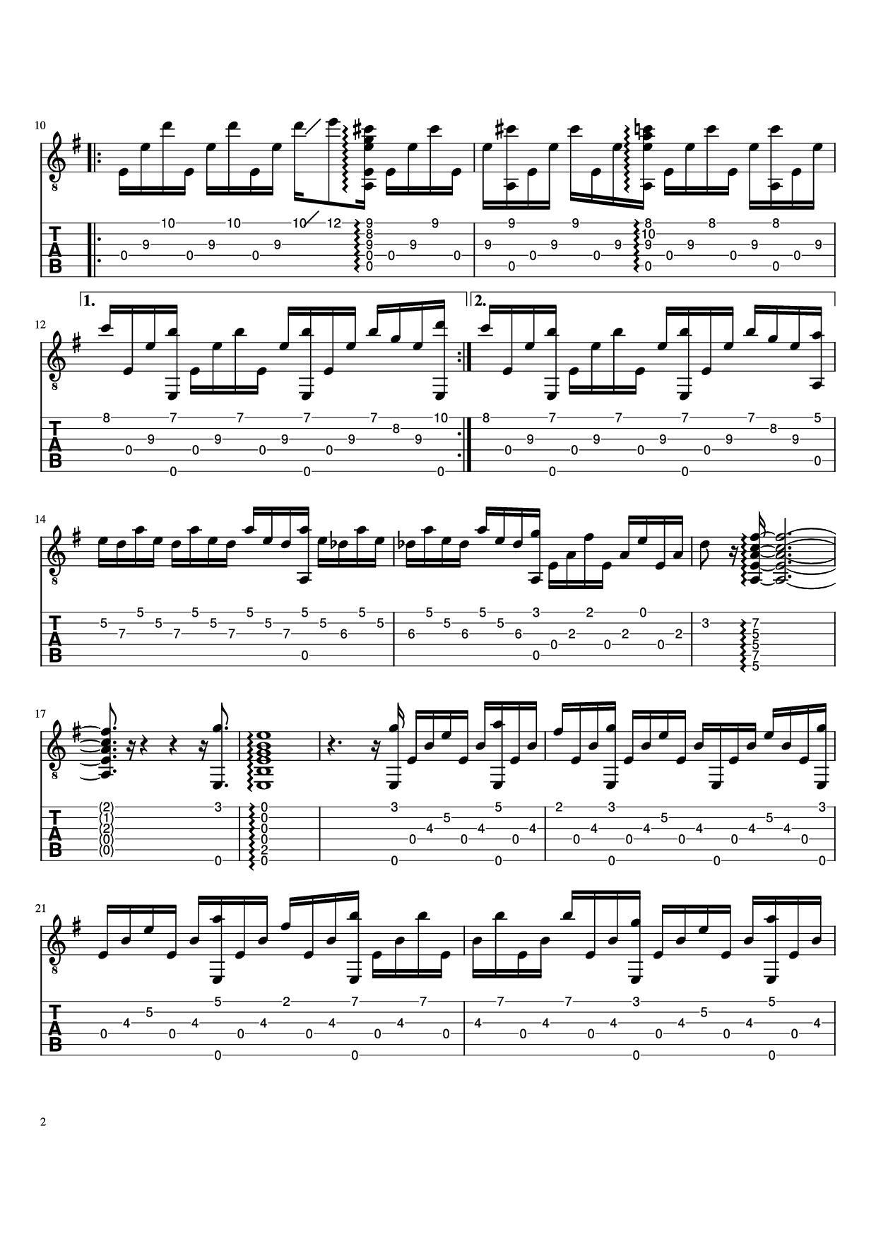 Page 2 of Sheet music PDF Guitar Tab The Last of Us Theme Guitar TAB - Undefined