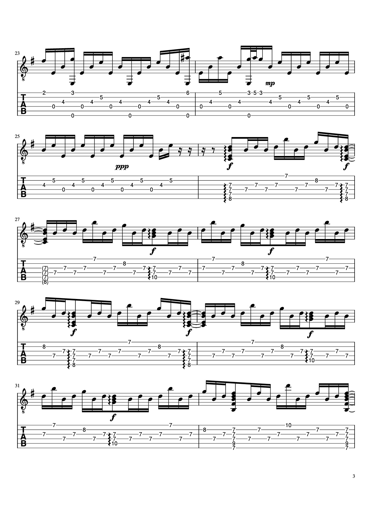 Page 3 of Sheet music PDF Guitar Tab The Last of Us Theme Guitar TAB - Undefined