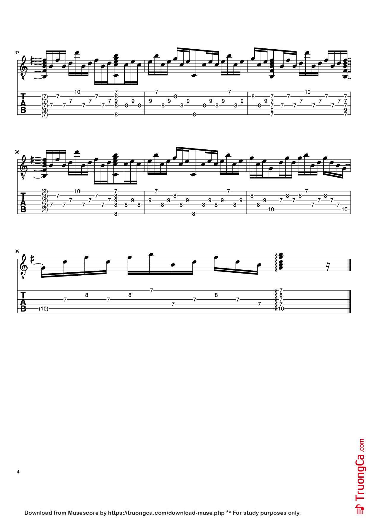 Page 4 of Sheet music PDF Guitar Tab The Last of Us Theme Guitar TAB - Undefined