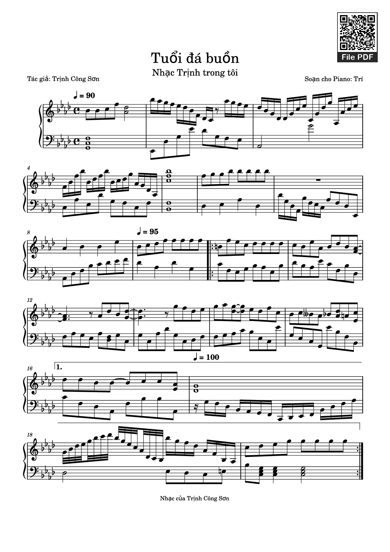 Sheet PDF of Tuổi đá buồn Piano