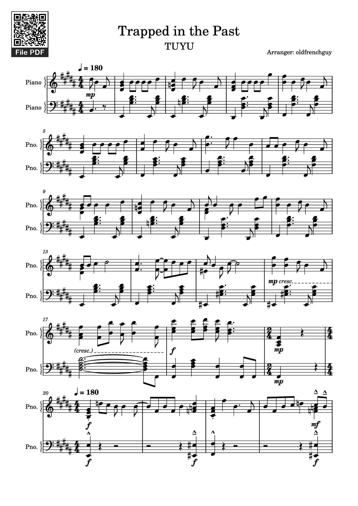 Page 1 of Sheet music PDF Piano Trapped in the Past Piano - Arranger: oldfrenchguy