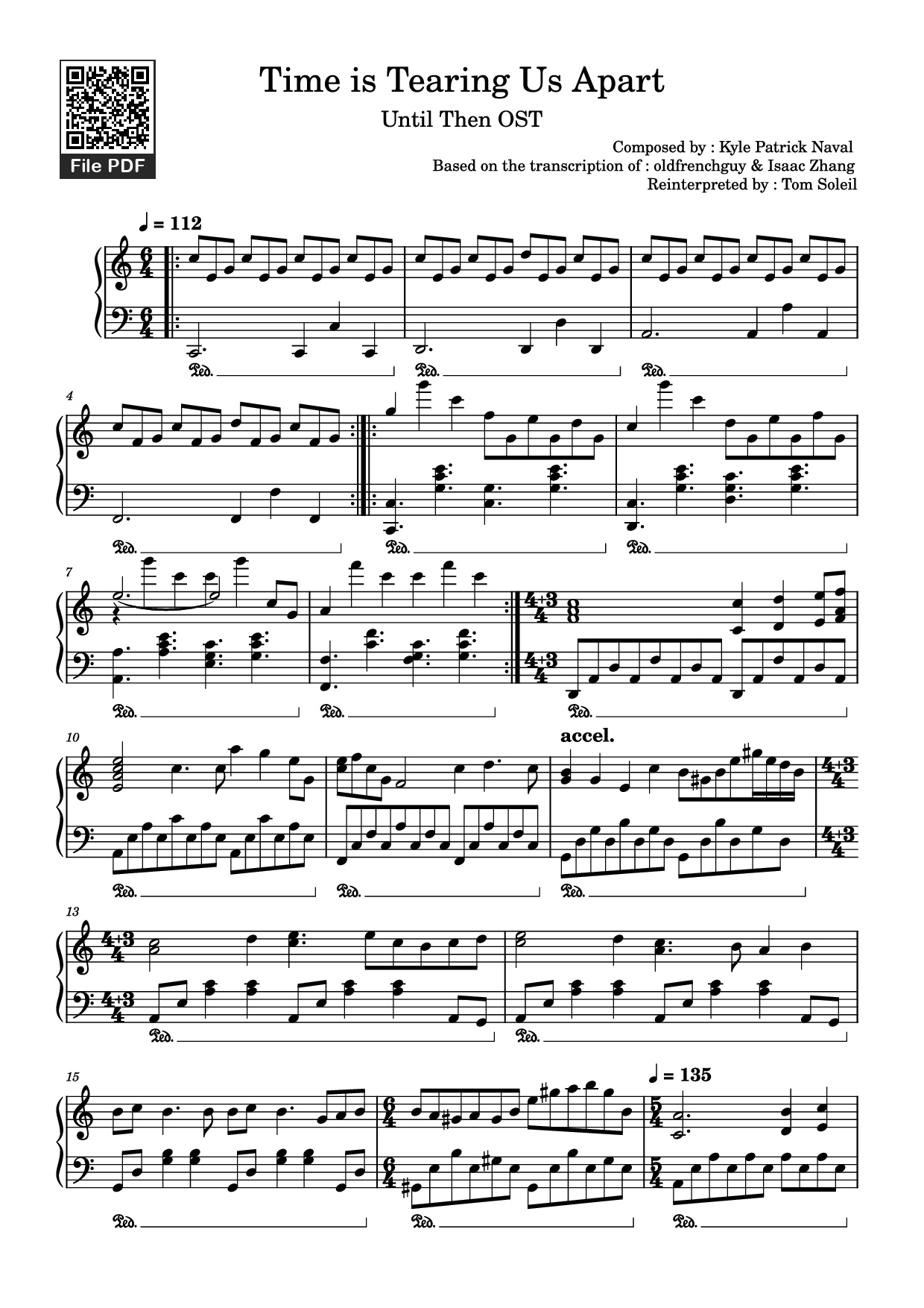 Sheet PDF of Time is Tearing Us Apart Piano