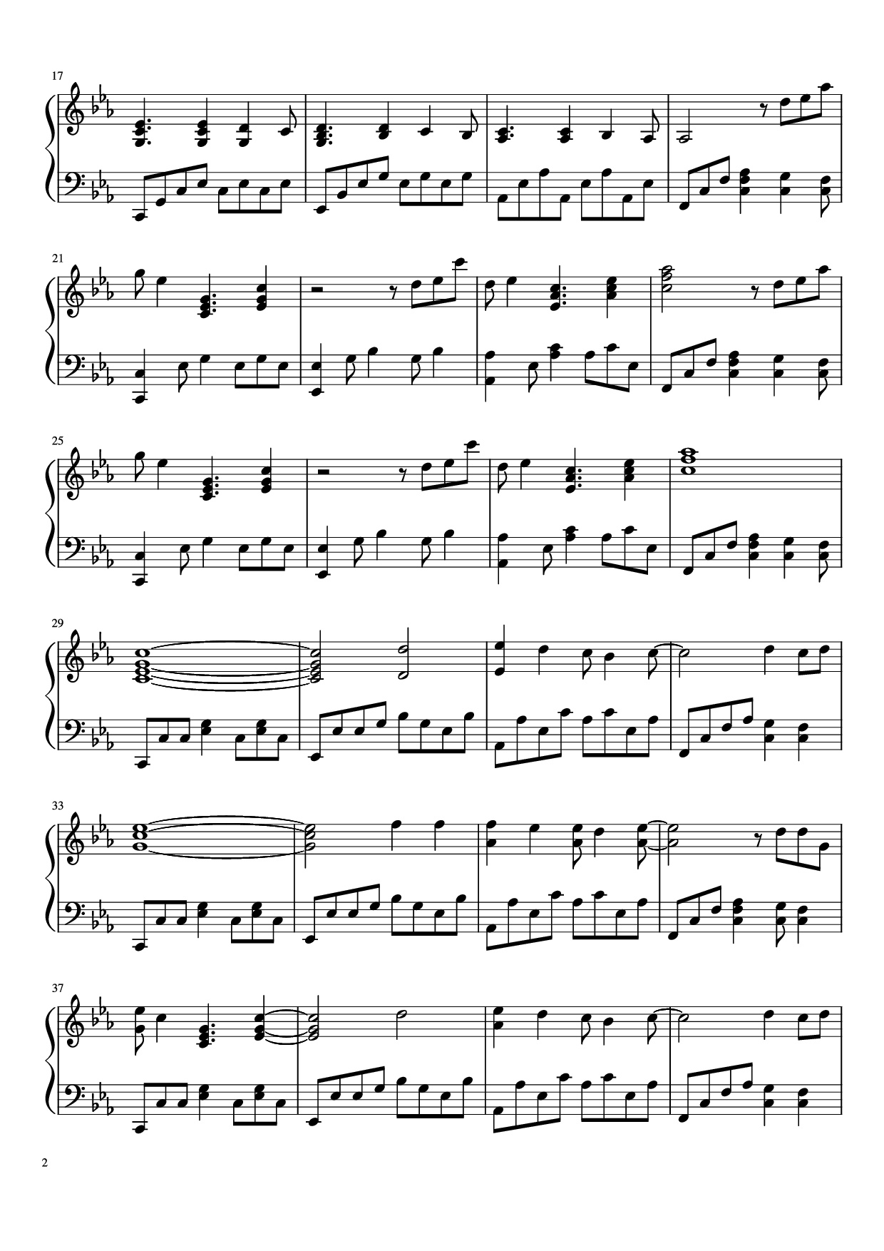 Page 2 of Sheet music PDF Piano Map of the Problematique Piano - Muse arr. Aphelea