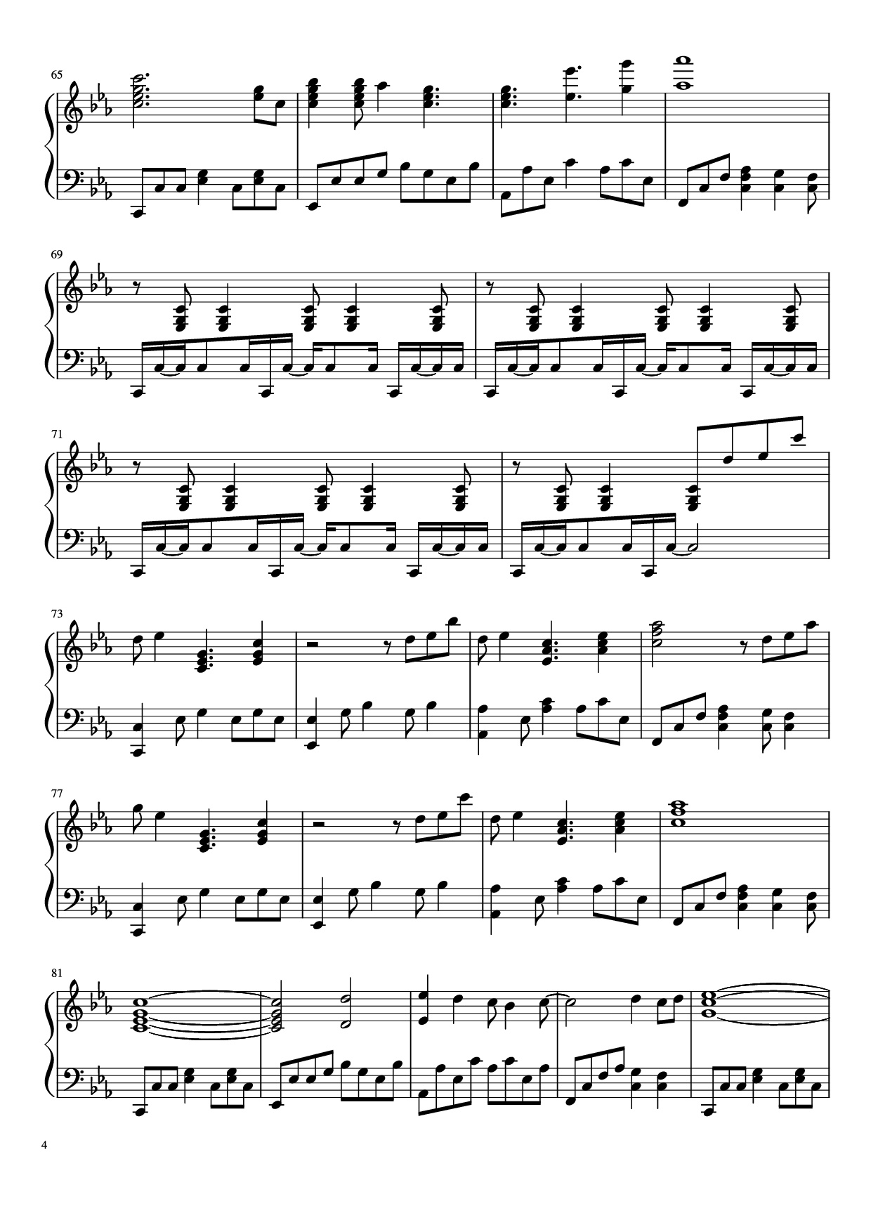 Page 4 of Sheet music PDF Piano Map of the Problematique Piano - Muse arr. Aphelea