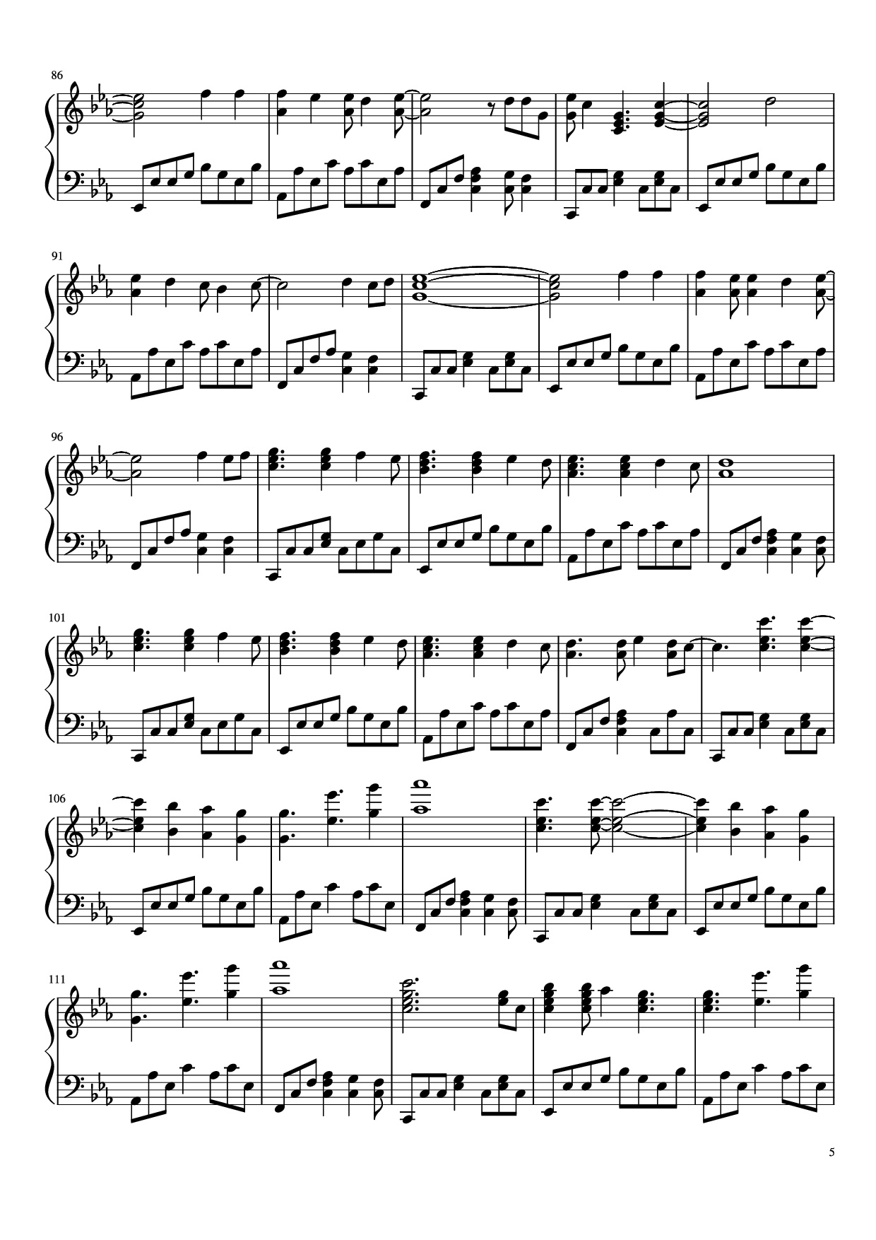 Page 5 of Sheet music PDF Piano Map of the Problematique Piano - Muse arr. Aphelea