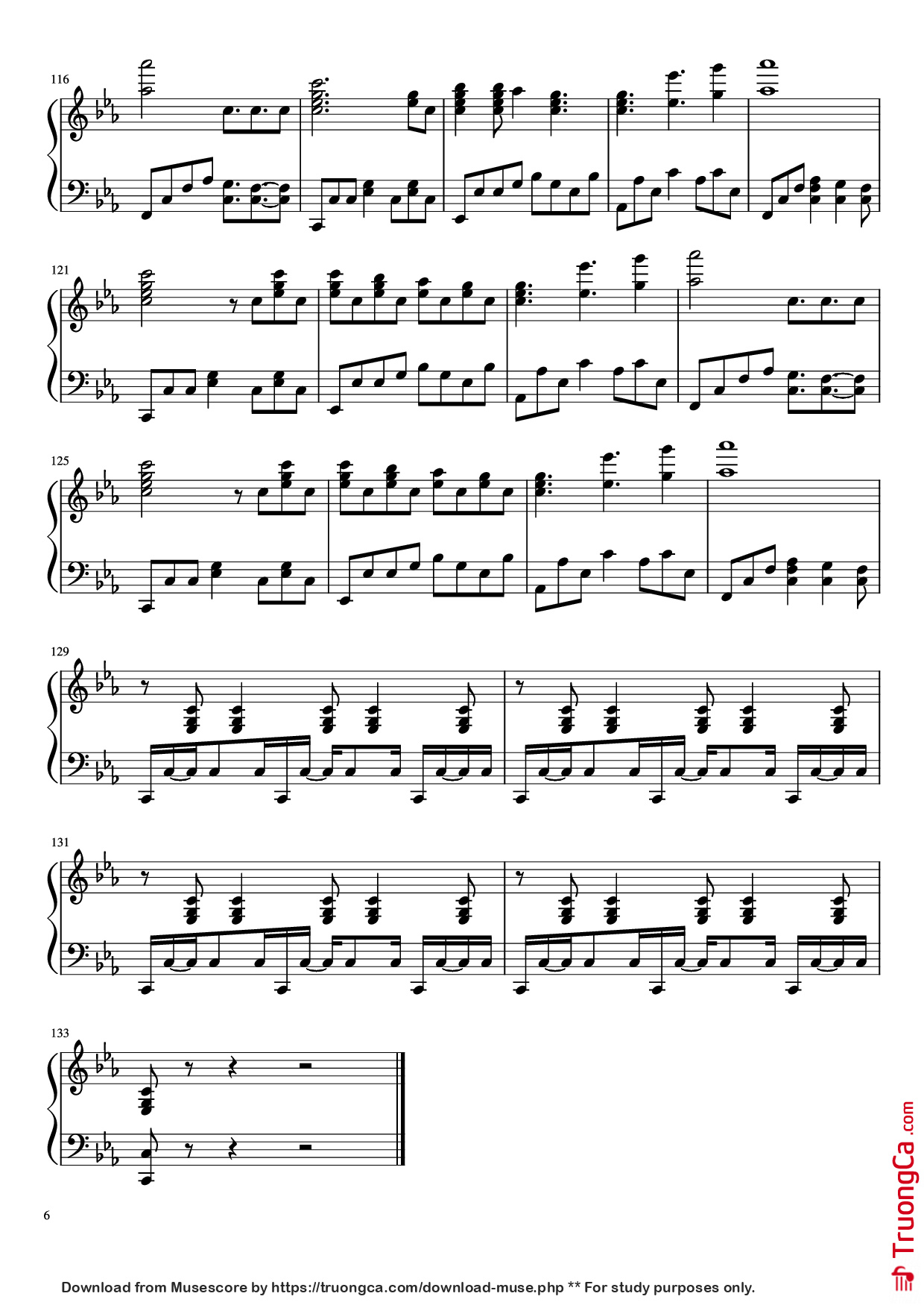 Page 6 of Sheet music PDF Piano Map of the Problematique Piano - Muse arr. Aphelea