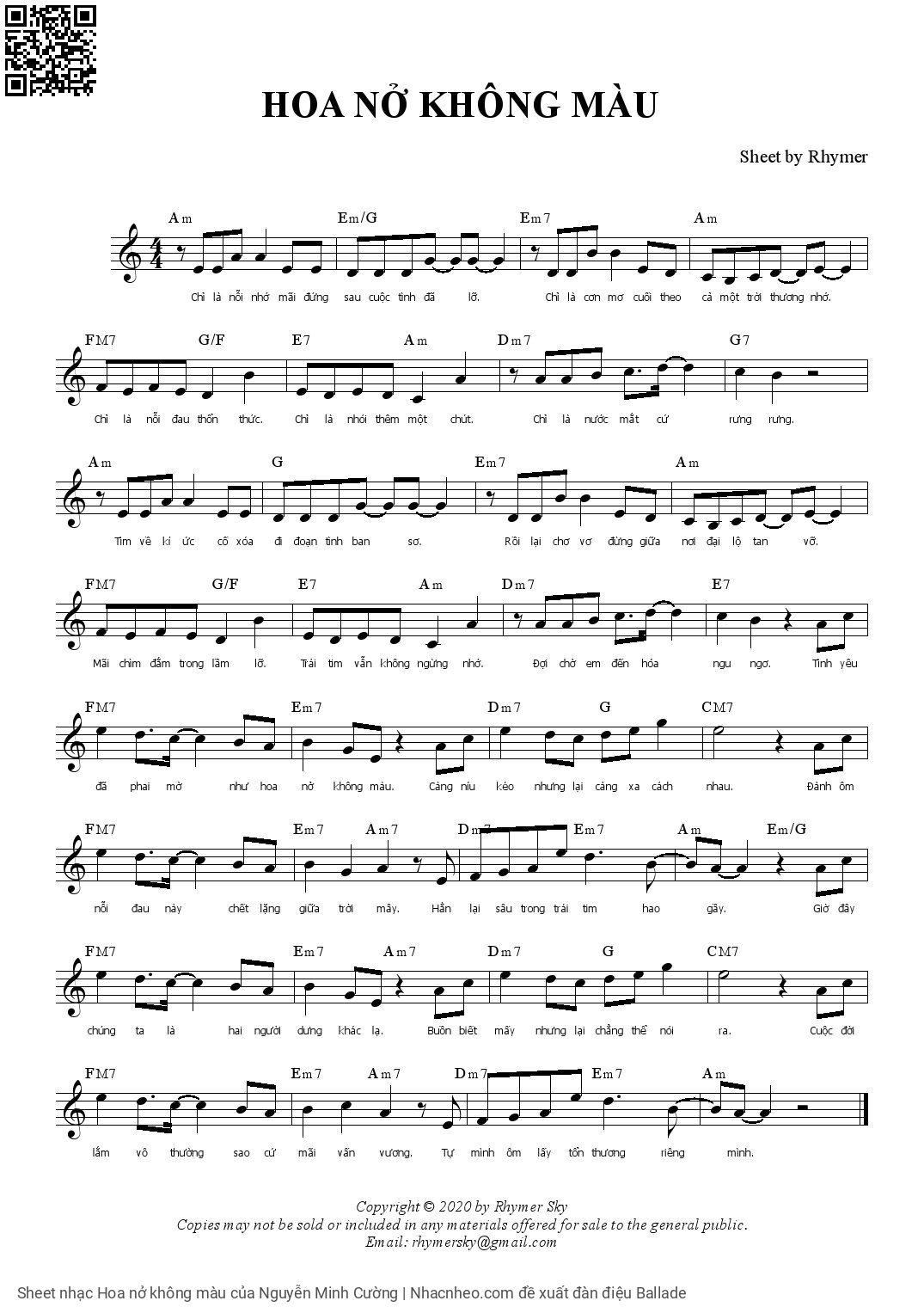 Sheet PDF of Hoa nở không màu