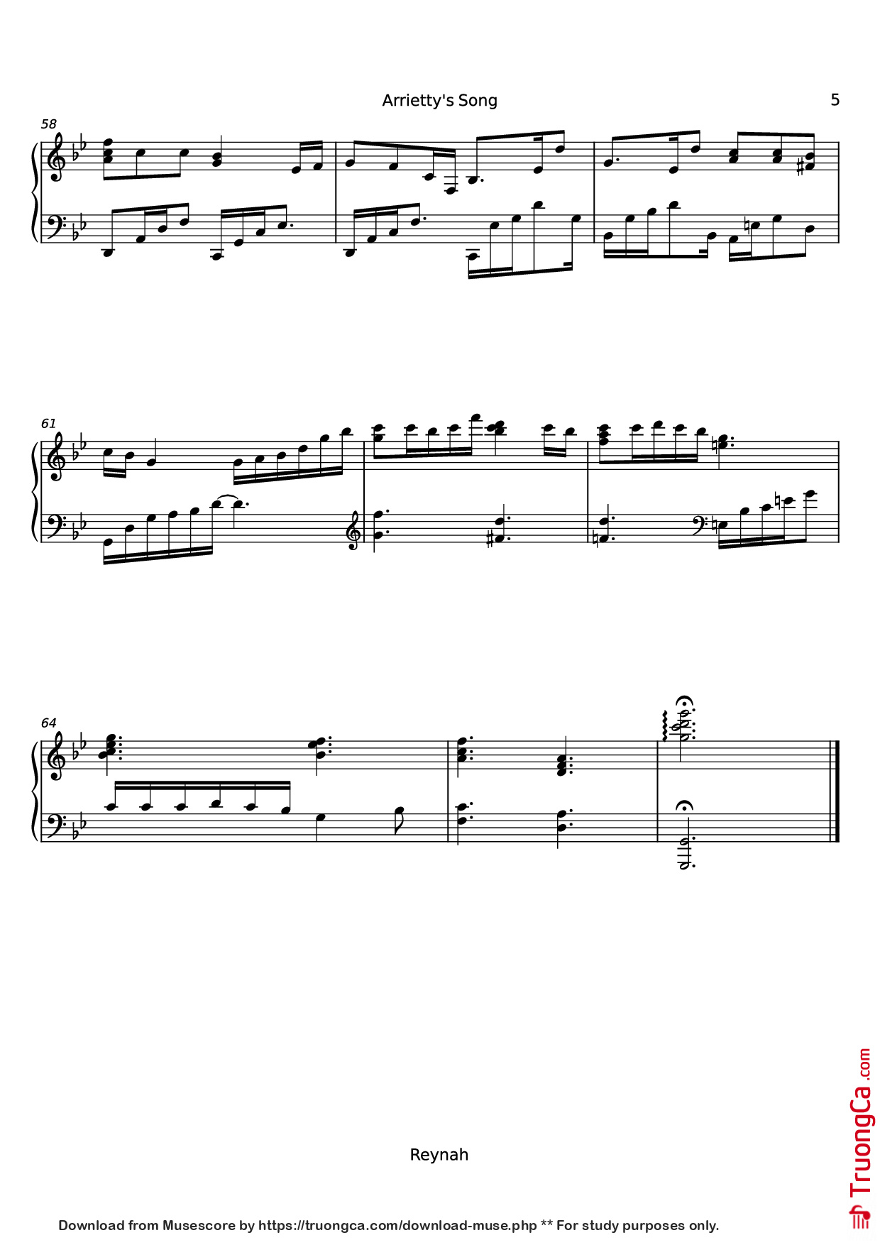 Page 5 of Sheet music PDF Piano Arrietty