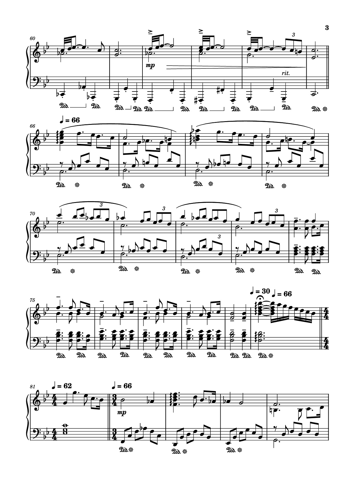 Page 3 of Sheet music PDF Piano Adagio in G minor ( Albinoni) Piano - Music by Tomaso Albinoni