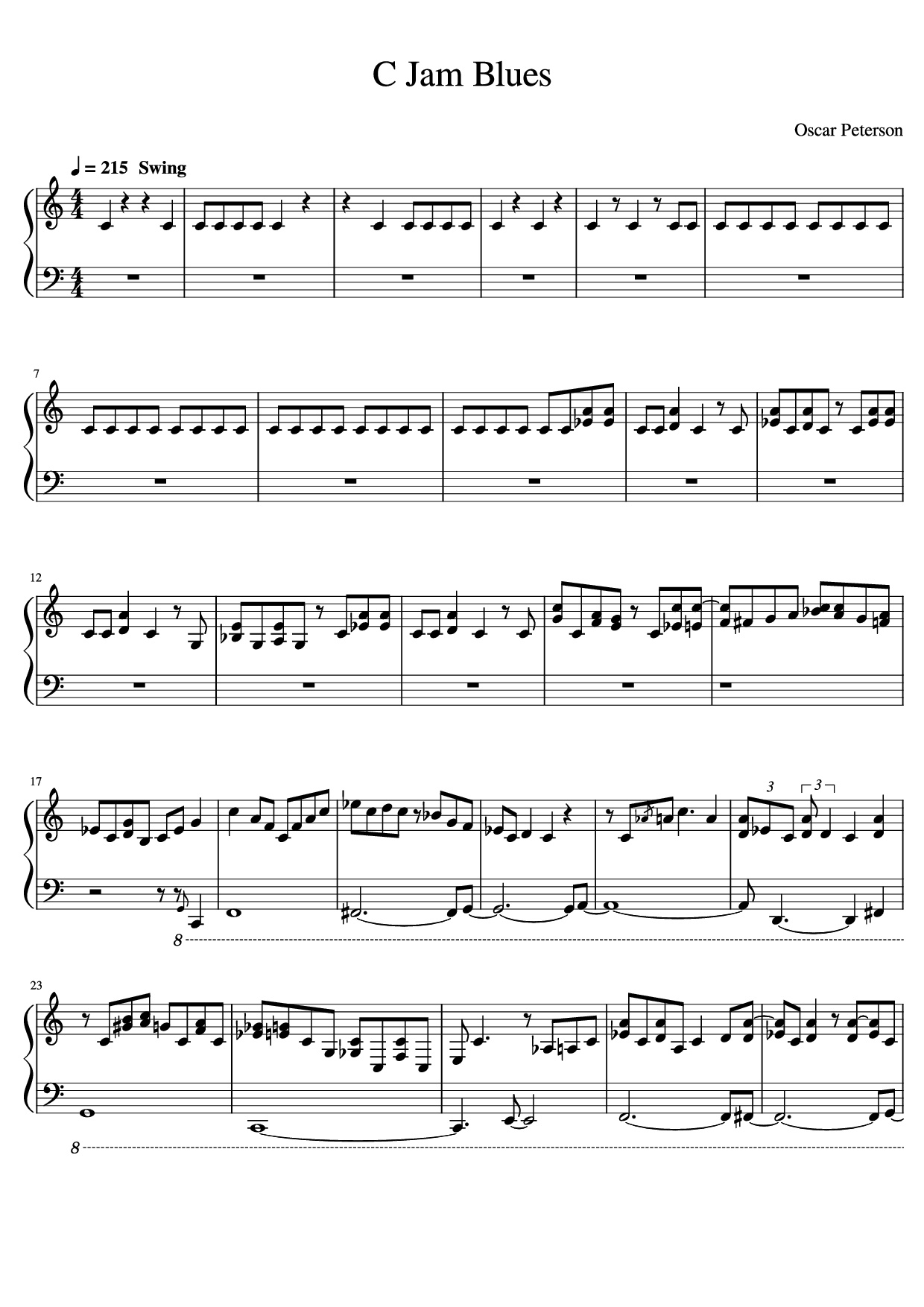 Sheet PDF of C Jam Blues Piano