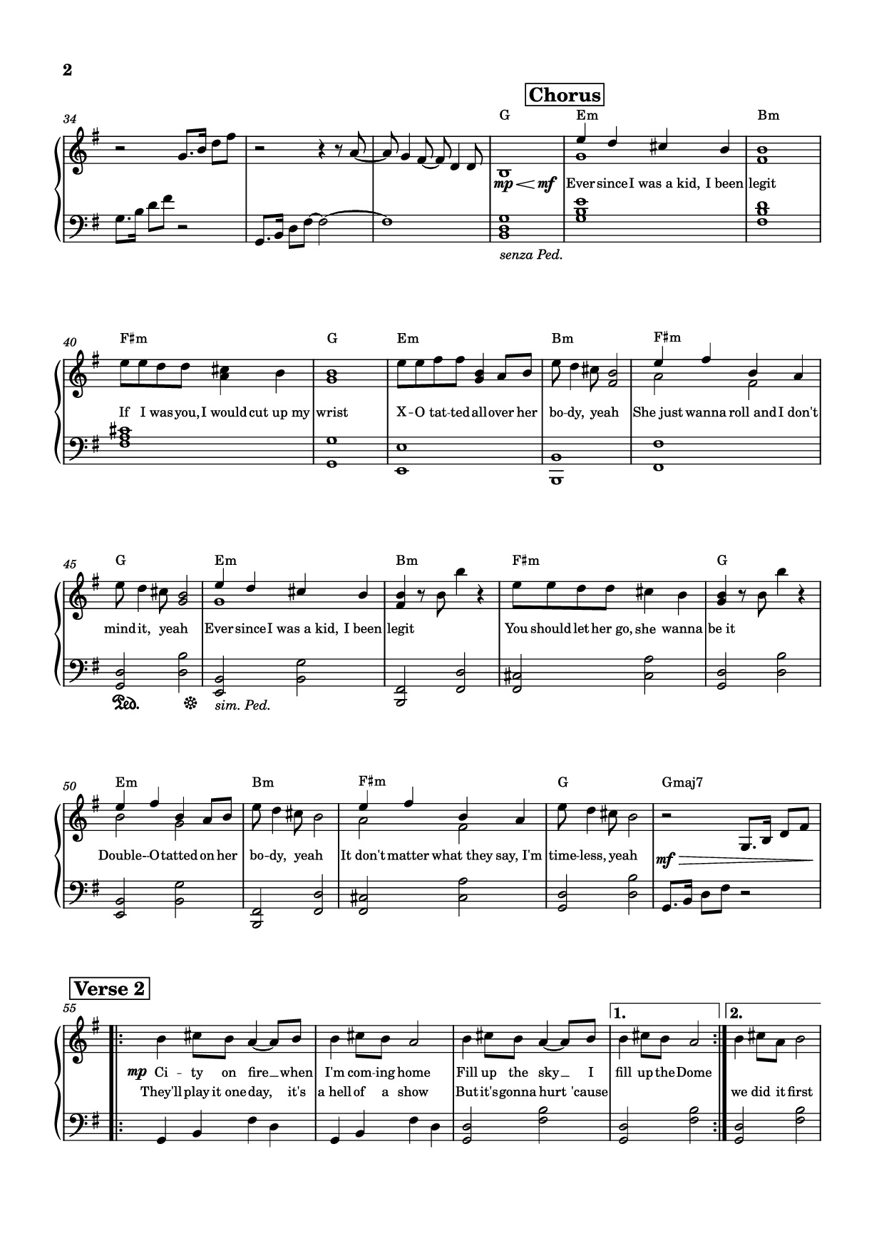 Page 2 of Sheet music PDF Piano Timeless Piano - The Weeknd
