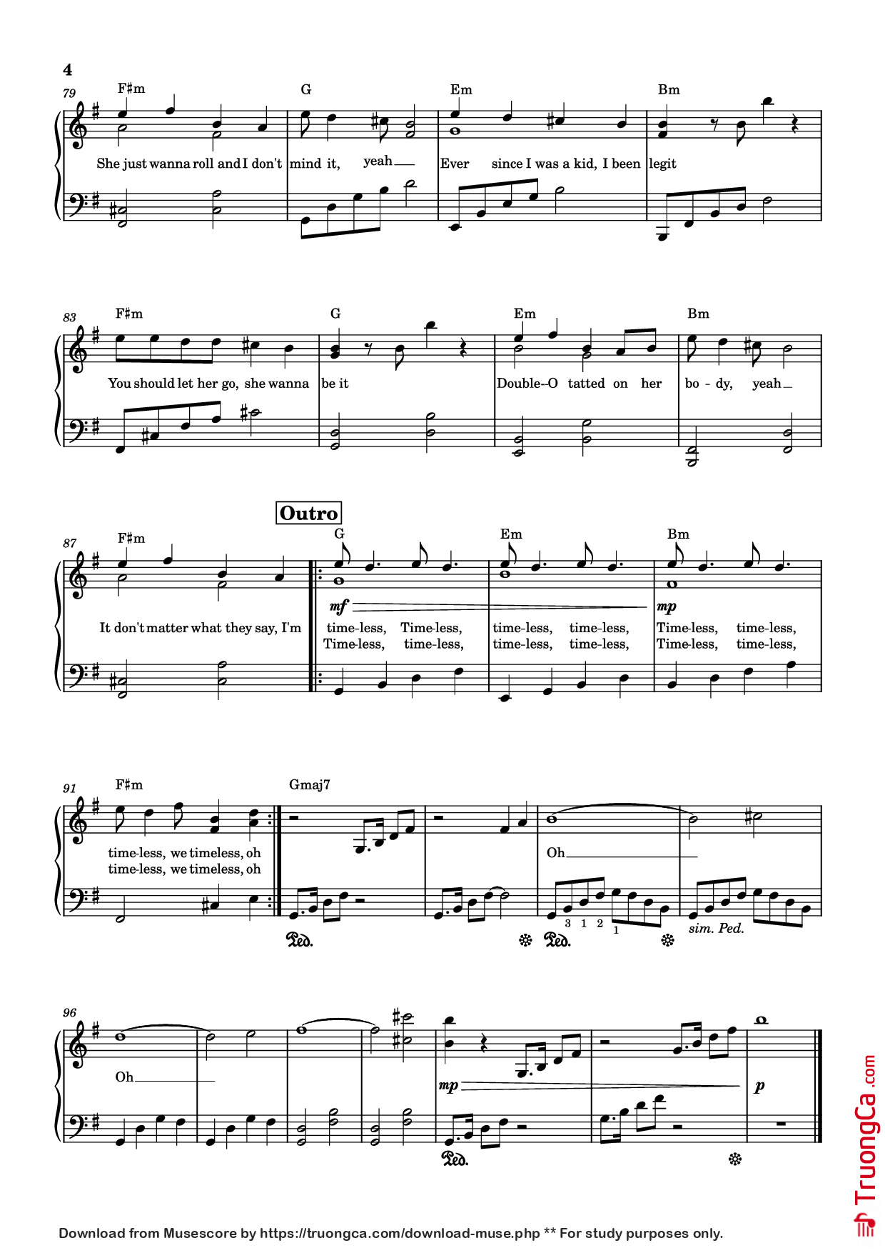 Page 4 of Sheet music PDF Piano Timeless Piano - The Weeknd